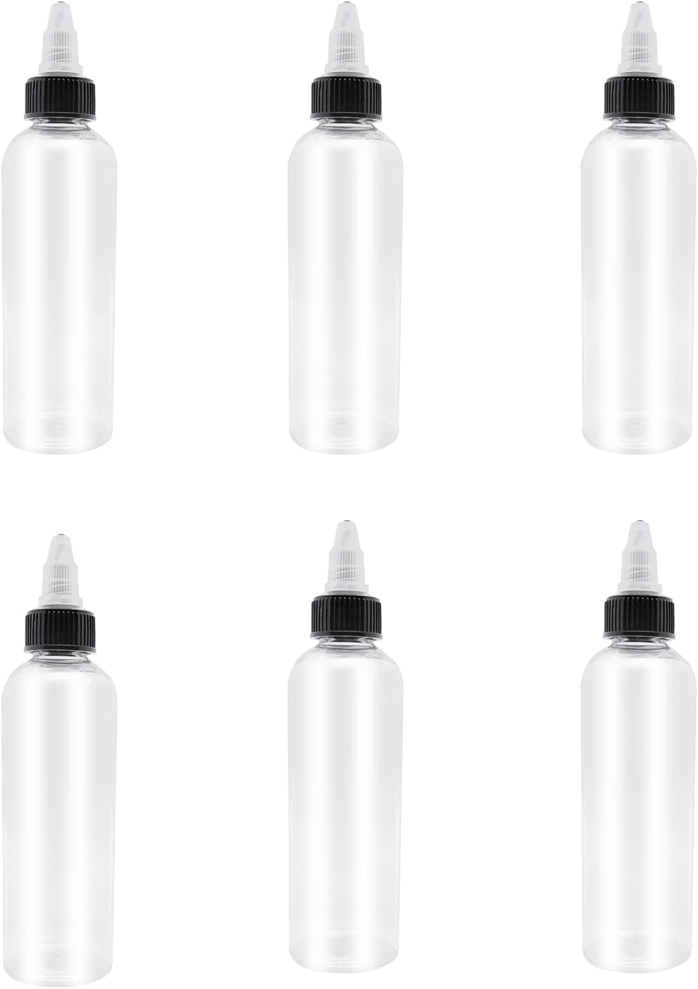 6 Pcs Dispensing Bottles, 4oz Plastic Squeeze Bottles with Twist Top Cap