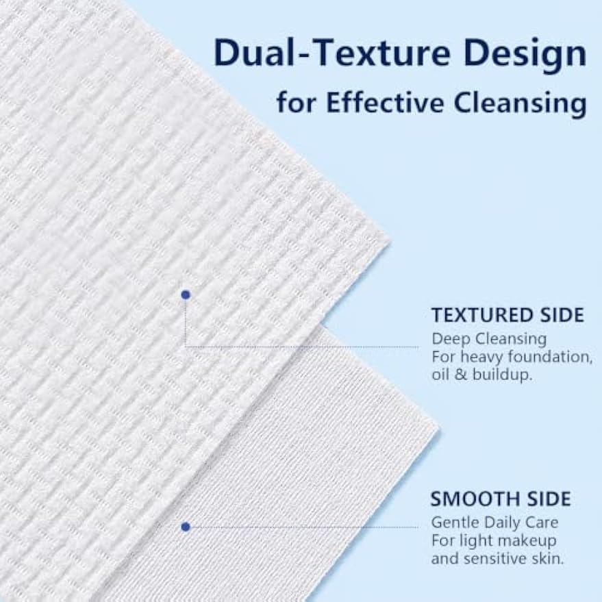 300 Count Disposable Face Towels, Large Size Facial Towels, Weave Texture | Ultra Soft Face Cloths Disposable, Thick Skincare Towels, Biodegradable Dry Wipes for Face Cleansing, Makeup Removal