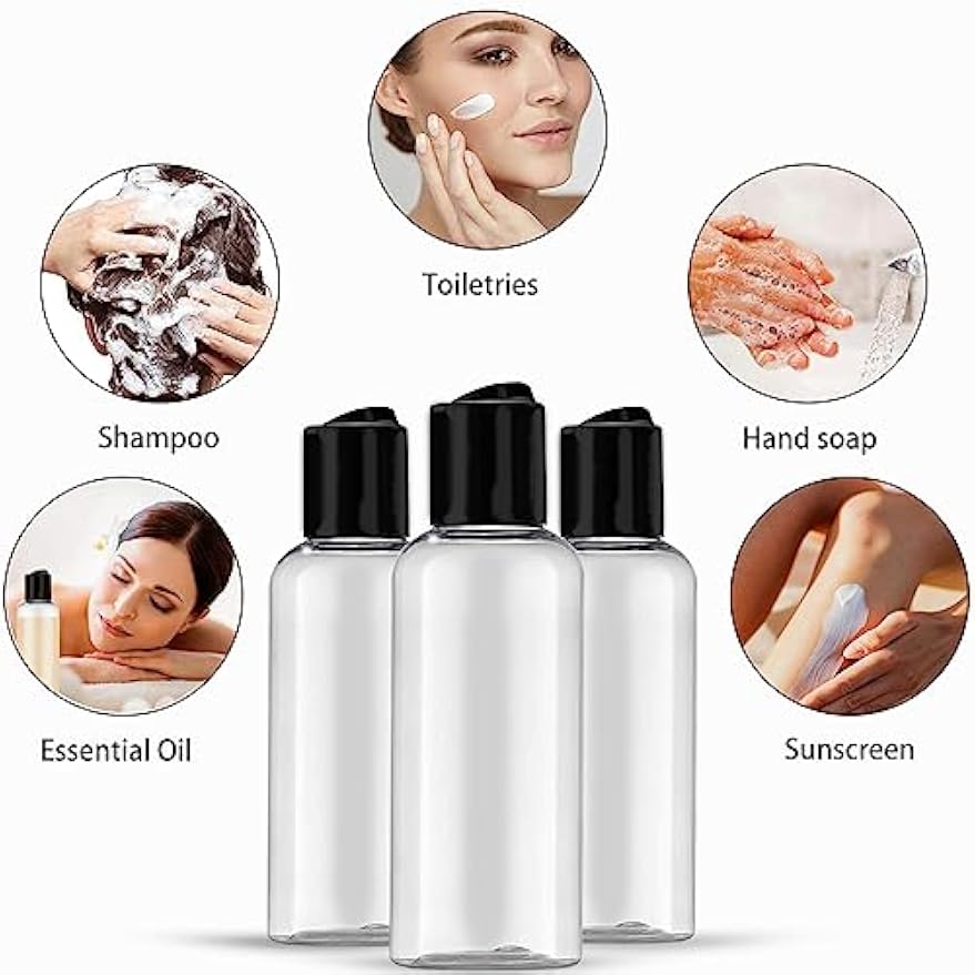 DNSEN 5 Pack 3.4 oz Travel Bottles for Toiletries TSA Approved Leakproof Plastic Empty Travel Size Bottles Containers with Labels