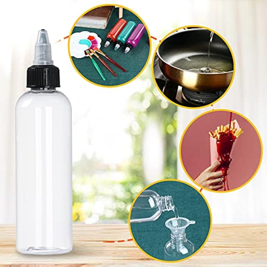 32 Pack 4oz Boston Dispensing Bottle Empty Round LDPE Plastic Squeeze Dropper Bottles Squeeze Bottle with Twist Top Cap for Liquids Oils Art Crafts Kitchen Household