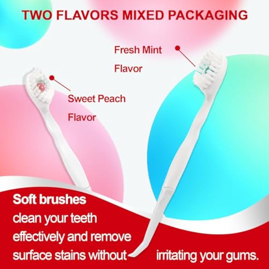 Mini Disposable Toothbrush Travel Set, Mix Flavor, 24pcs | No Rinsing with Toothpaste Toothpick Tongue Scraper Portable for Business Trip Camping Hiking Reduce Bad Breath