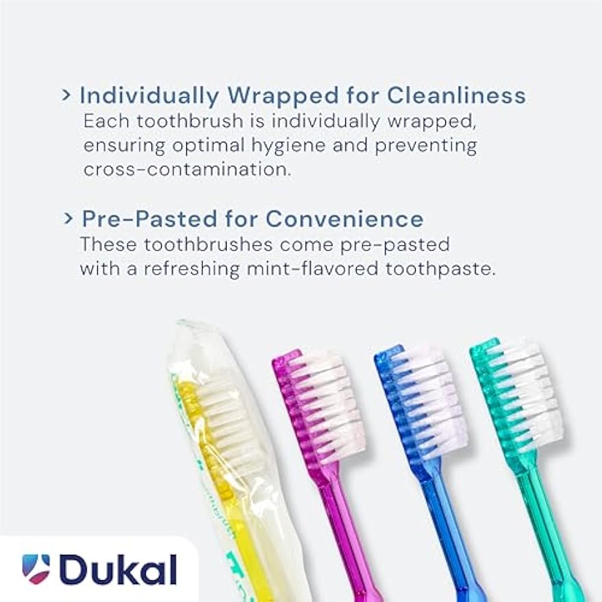 Dukal Fast Brush Pre-Pasted Disposable Toothbrushes (Box of 100)