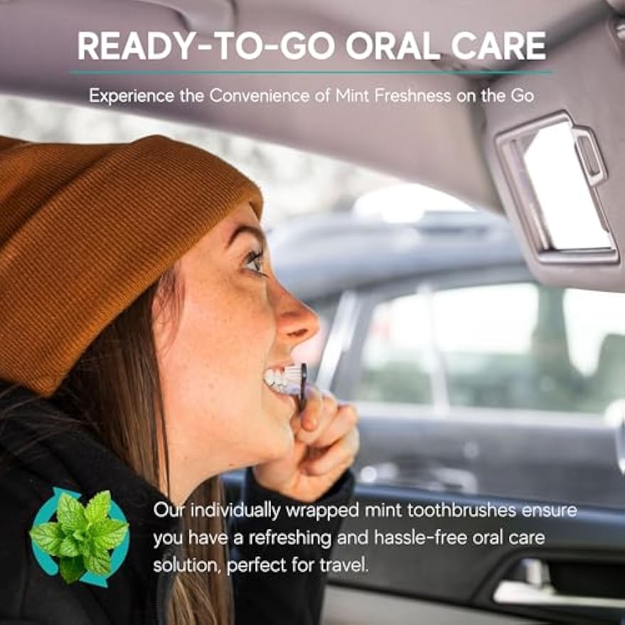 Avistar 40 Prepasted Disposable Toothbrushes Individually Wrapped - Single Use Pre Pasted Disposable Toothbrushes with Toothpaste Built in - Waterless Toothbrush for Travel, Guests, Hotel, & Camping