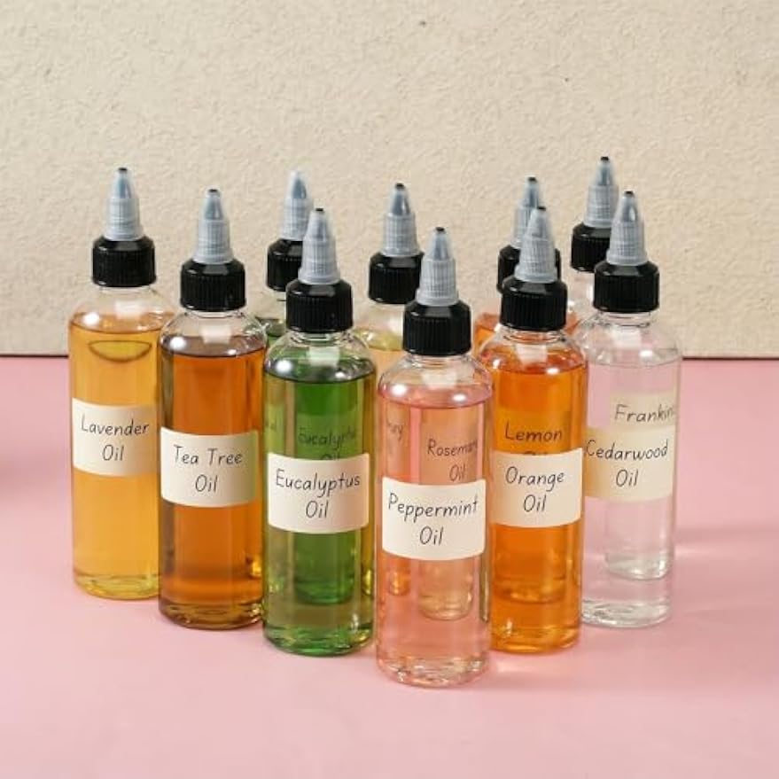 64 Pack 4 oz Plastic Squeeze Bottles, Round Clear Dispensing Bottles with Twist Top Cap and Funnel, Plastic Boston Squeeze Bottle for Liquids, Oils, Inks, Crafts, Kitchen, Household