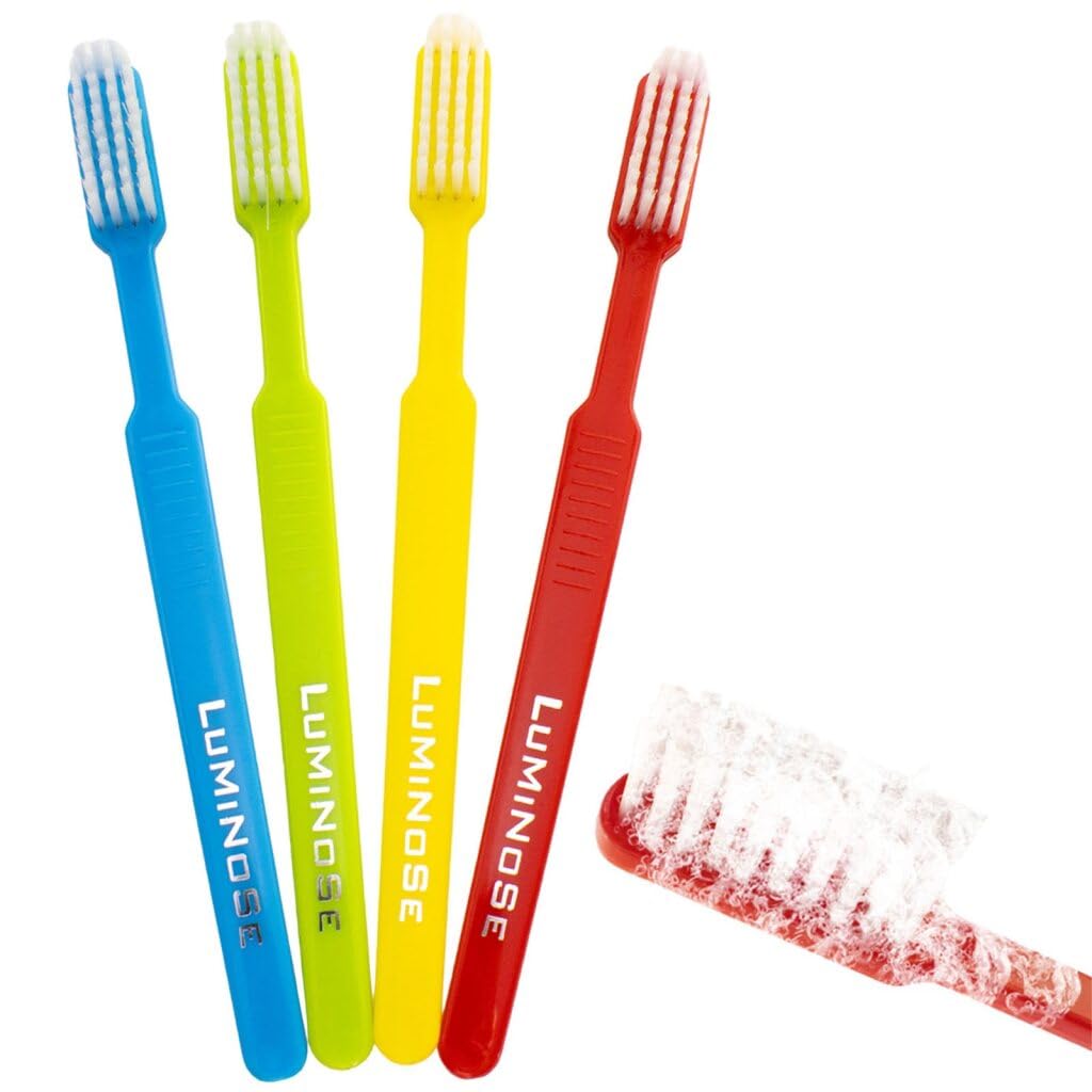 Omnia Disposable Pre-Pasted Toothbrushes | 100 Pcs Individually Wrapped Pre Pasted Toothbrush | Single Use Waterless Tooth Brush for Hotel, Camping, Homeless Gift | Multi Color