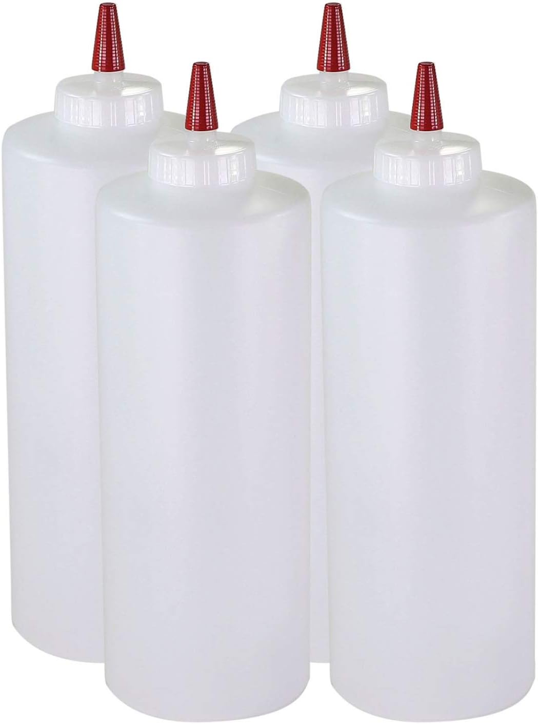 Pinnacle Mercantile Squeeze Bottles For Sauces 32 Oz Clear Wide Mouth Pack Of 6 Refillable Ketchup Bottle And Olive Oil Dispenser Bottle Set BPA Free Easy Label Ready