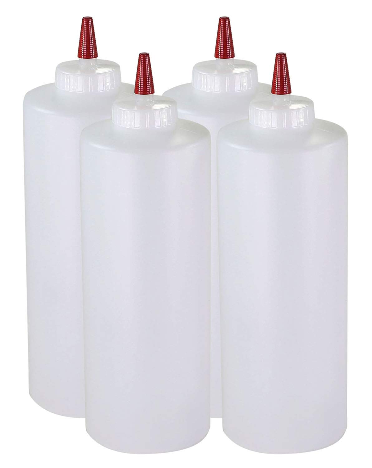 Pinnacle Mercantile Squeeze Bottles For Sauces 32 Oz Clear Wide Mouth Pack Of 6 Refillable Ketchup Bottle And Olive Oil Dispenser Bottle Set BPA Free Easy Label Ready