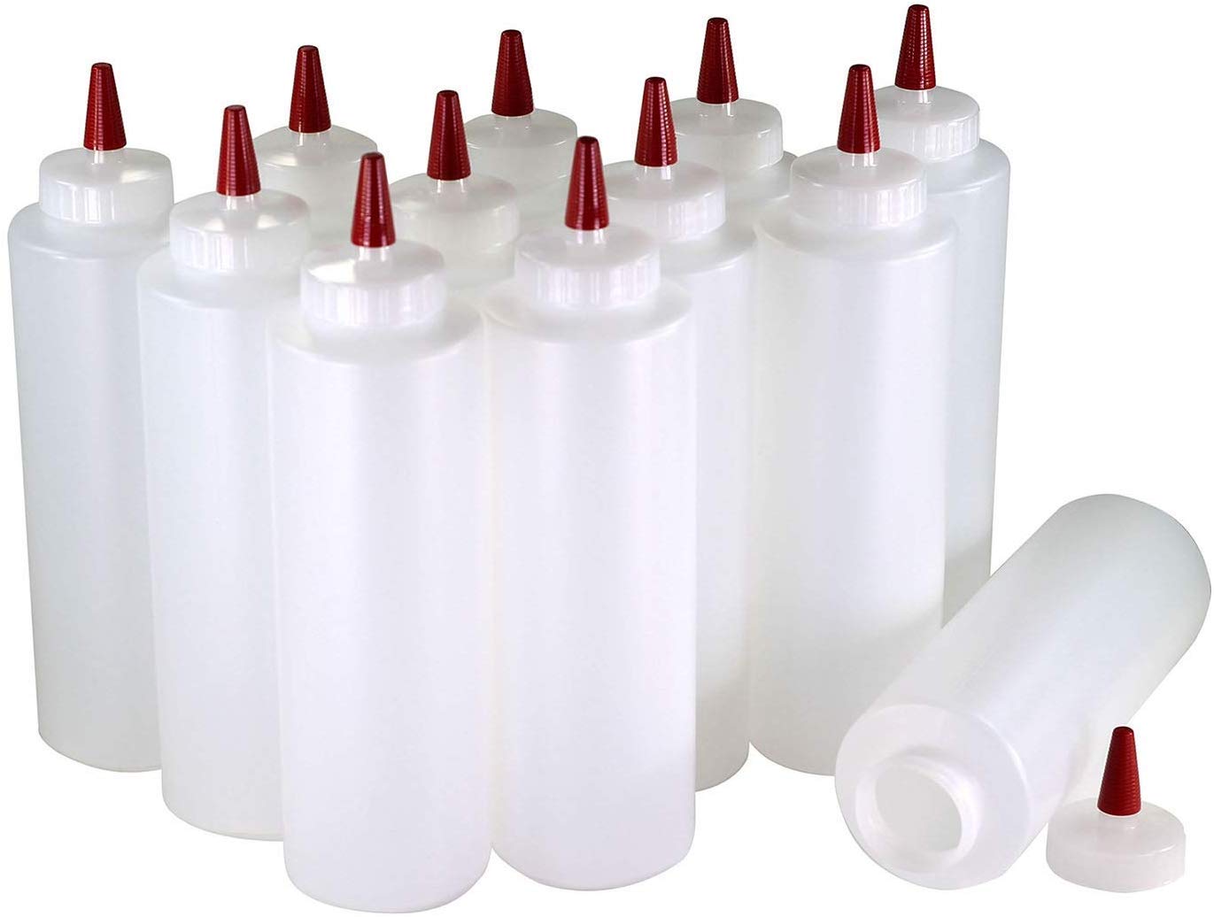 Pinnacle Mercantile Squeeze Bottles For Sauces 32 Oz Clear Wide Mouth Pack Of 6 Refillable Ketchup Bottle And Olive Oil Dispenser Bottle Set BPA Free Easy Label Ready