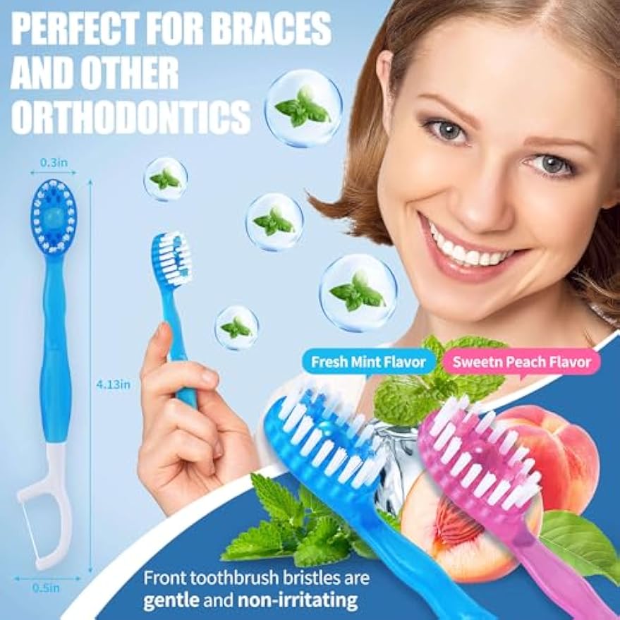 36 Pack Mini Disposable Toothbrushes – 5-in-1 Prepasted Travel Toothbrush with Toothpaste Floss & Pick for Hotel Camping Flight Car Guest Use – 9ct per Portable Case Essentials for Women Men Kids