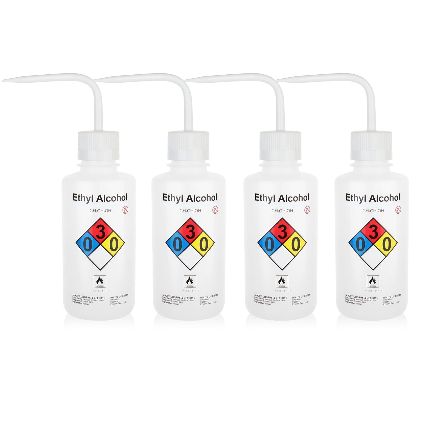 Utile Isopropanol Self-Venting Safety Wash Bottles, 4pcs of Vol.500ml, Narrow Mouth Squeeze Bottle, LDPE Material with PP Material Closure, 5511.0471.4