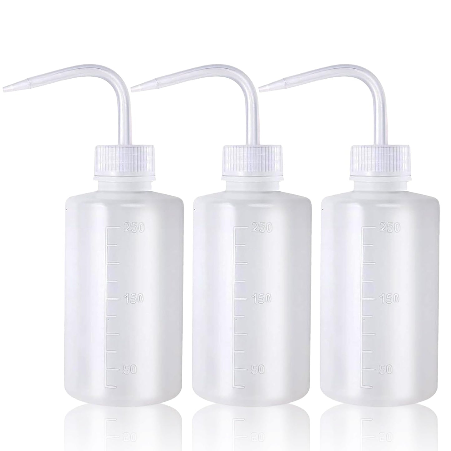Squeeze Bottles 3-Pack (250ml/8.45oz) Leak-Proof Wash Bottle | For Cleaning, Watering & Precision Tasks, LDPE Squirt Bottles with Angled Nozzle & Measurement Scale