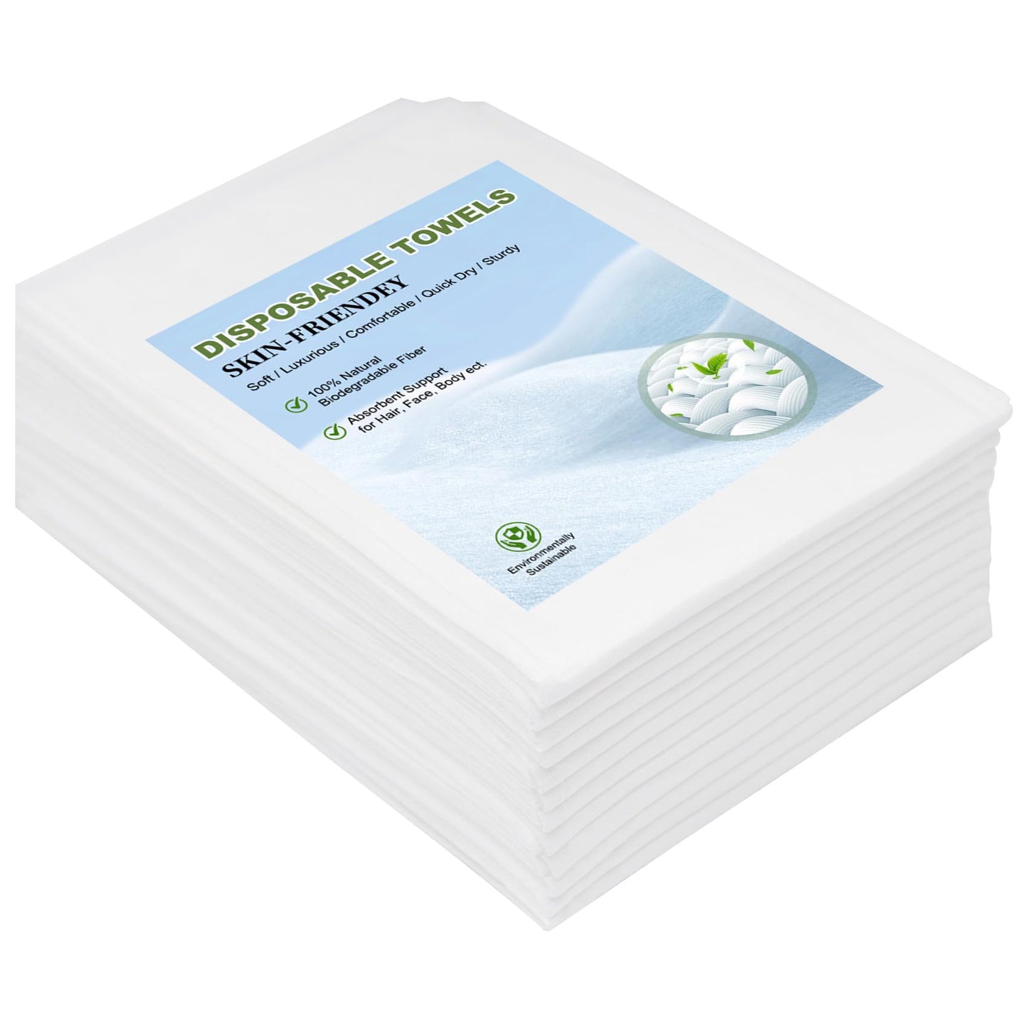 Disposable Towels 50 Count, 32"x16" Ultra Absorbent & Soft Disposable Body Towels, Single-Use Cleaning Towels, Suitable for Home, Salon, Travel, Comping, Gym, Pet, Bulk Towel