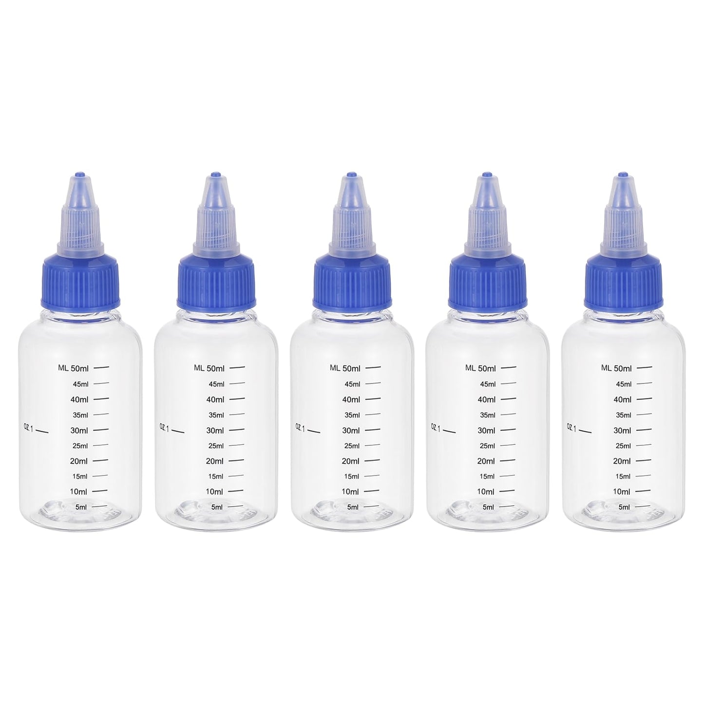 PATIKIL 1oz(30ml) Plastic Dispensing Bottle, 5Pcs Squeeze Graduated Empty Bottles with Black Twist Cap for Liquids, Inks, Oils, Sauces, Arts and Crafts, Transparent