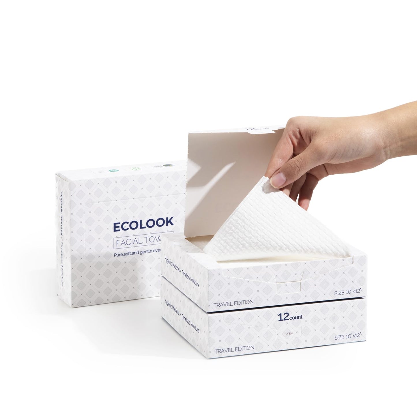 ECOLOOK Disposable Face Towel XL-10"x12" Upgraded Thick Facial Towels, Ultra Soft Clean Face Towels Disposable, 60 Count & 90 GSM, Ideal for Sensitive Skin-2 PACK