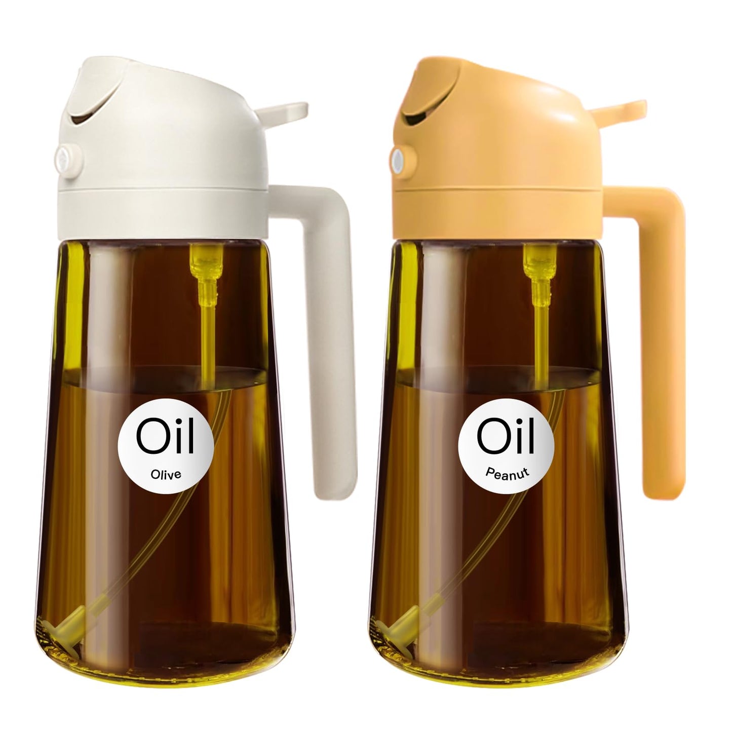YARRAMATE 16oz/470ml Light Blocking Oil Sprayer for Cooking (Black) | Food-Grade 2 in 1 Olive Oil Dispenser Bottle for Kitchen, Premium Dark Amber Glass Oil Bottle for Air Fryer, BBQ