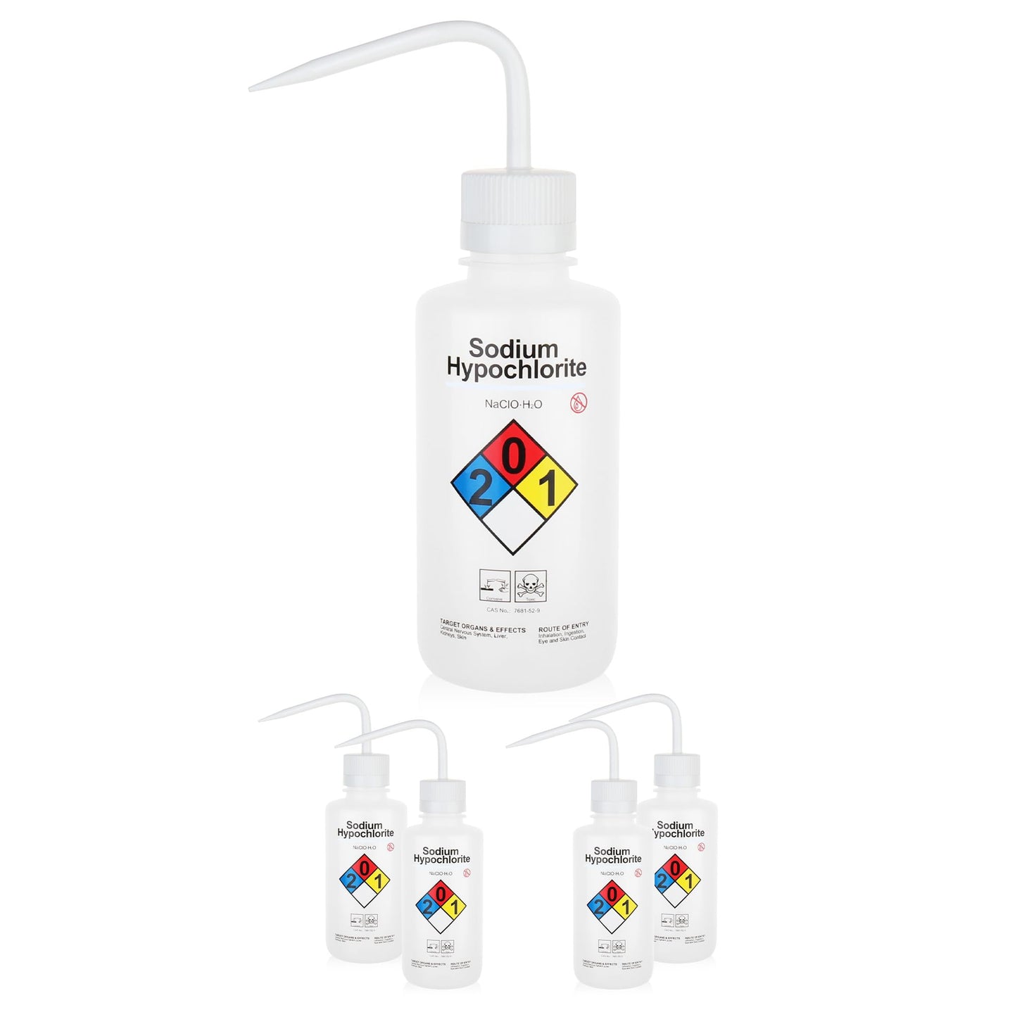 4pcs of Isopropanol Wash Bottles, Vol.500ml (17oz), Narrow Mouth, Self-Venting Safety Wash Bottles, LDPE Material, IN-WBI500