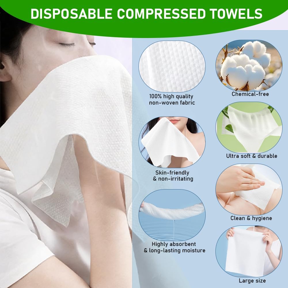 Towel Refills for Hot Face Towel Heater Machine, 60 Pcs Disposable Compressed Face Towels for Smart Towel Warmer, 3 Buckets, 20 Pcs Per Bucket