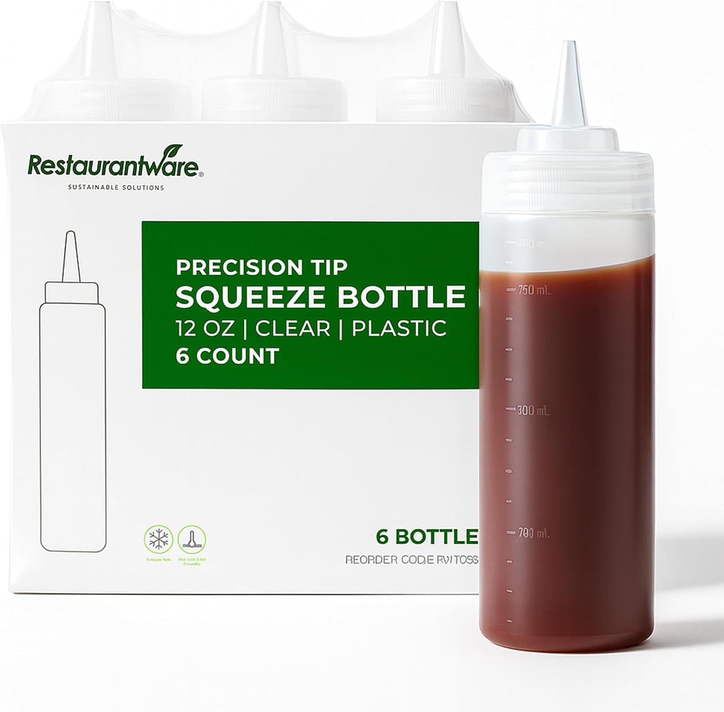 Restaurantware-8 Ounce Condiment Squeeze Bottle, 1 With Lid Plastic Squeeze Bottle - Precison Dispensing Tip, Flexible, Clear Plastic Squeeze Bottle For Sauces, For Sauces, Spreads, Or Condiments,