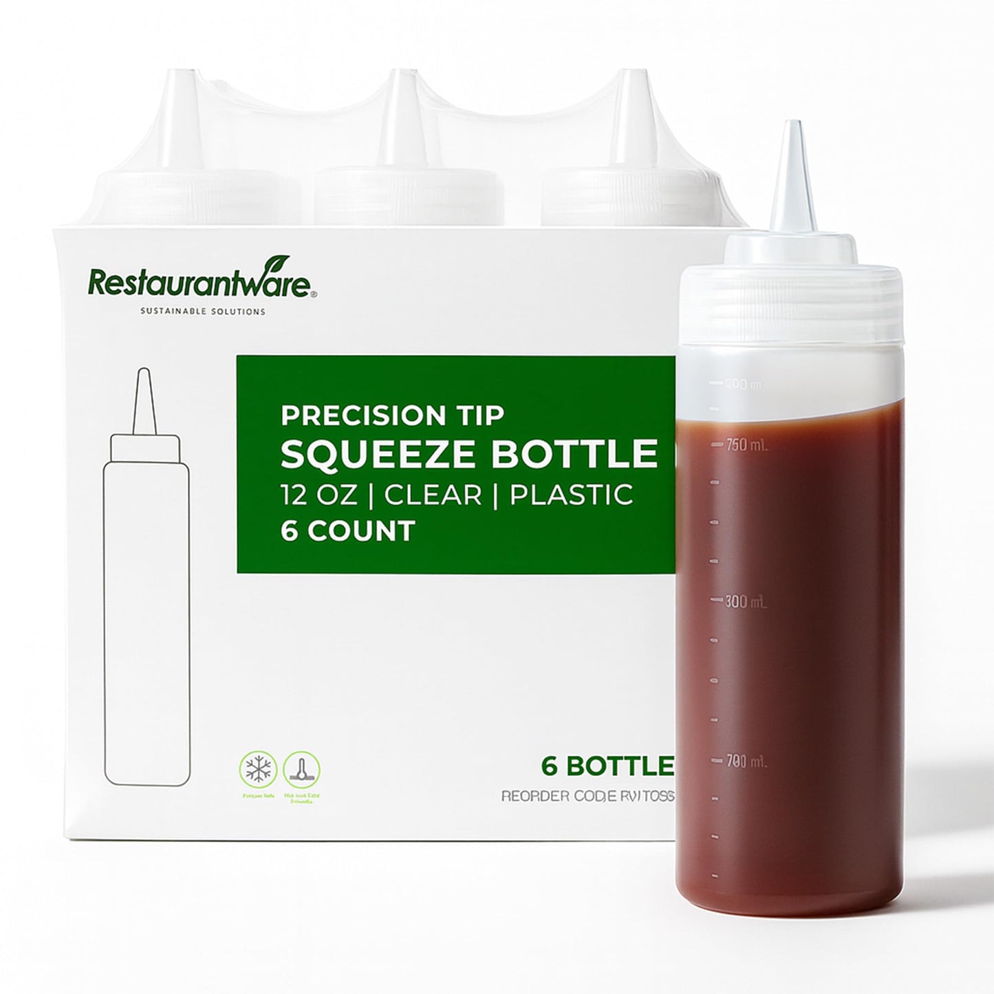 Restaurantware-8 Ounce Condiment Squeeze Bottle, 1 With Lid Plastic Squeeze Bottle - Precison Dispensing Tip, Flexible, Clear Plastic Squeeze Bottle For Sauces, For Sauces, Spreads, Or Condiments,