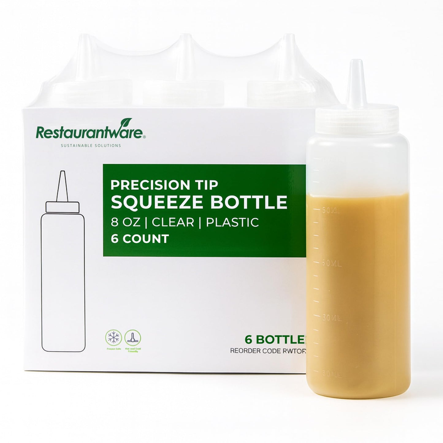 Restaurantware-8 Ounce Condiment Squeeze Bottle, 1 With Lid Plastic Squeeze Bottle - Precison Dispensing Tip, Flexible, Clear Plastic Squeeze Bottle For Sauces, For Sauces, Spreads, Or Condiments,