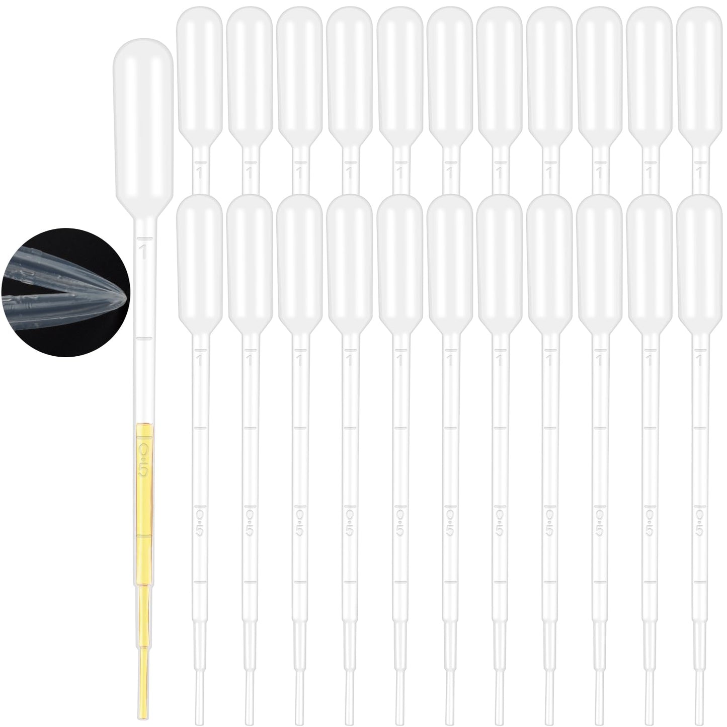 moveland 25PCS 3ML Plastic Dropper Pipettes for Essential Oils, Home Use | Calibrated Clear Scale, Soft & Flexible, Food-Grade Plastic, Disposable, No Cross-Contamination for Science Class, Lab, DIY