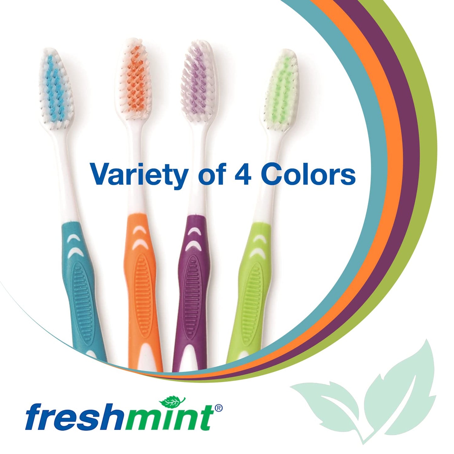 FRESHMINT Individually Wrapped Bulk Premium Toothbrushes (144 Pack), Oversized Easy Grip Handle, Soft Multi Color Nylon Bristles, Perfect for Travel, Hotel, Donation. Toothpaste Sold Separately.