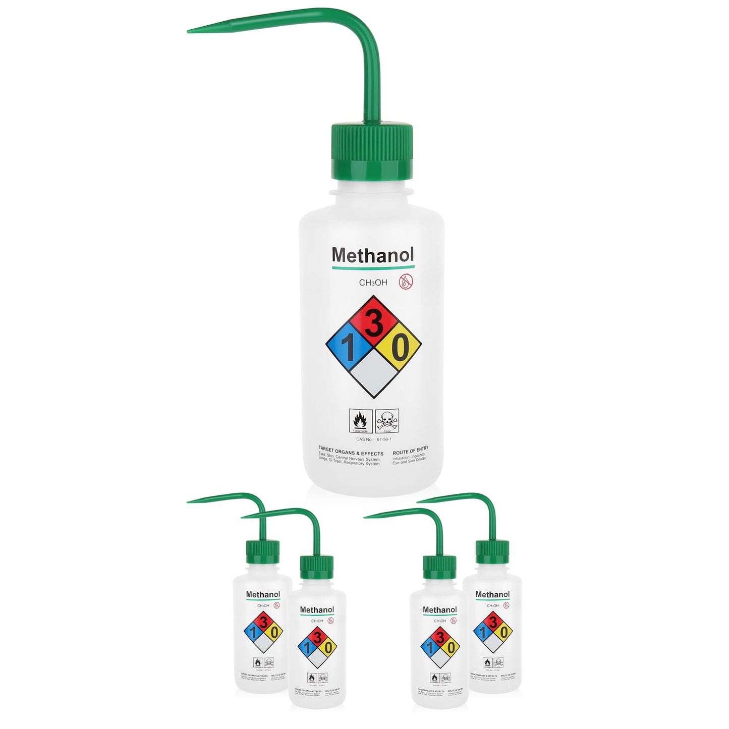 4pcs of Isopropanol Wash Bottles, Vol.500ml (17oz), Narrow Mouth, Self-Venting Safety Wash Bottles, LDPE Material, IN-WBI500