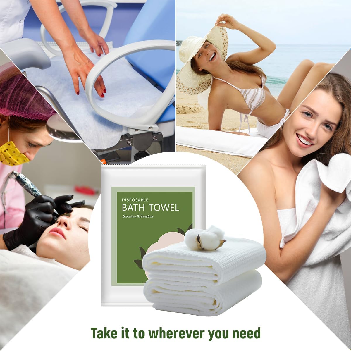 25pack 55" x 27.5" Ultra-Soft and Quick Dry Disposable Bath Towels | Portable Salon Towels for Travel Sauna Spa Beach Gym