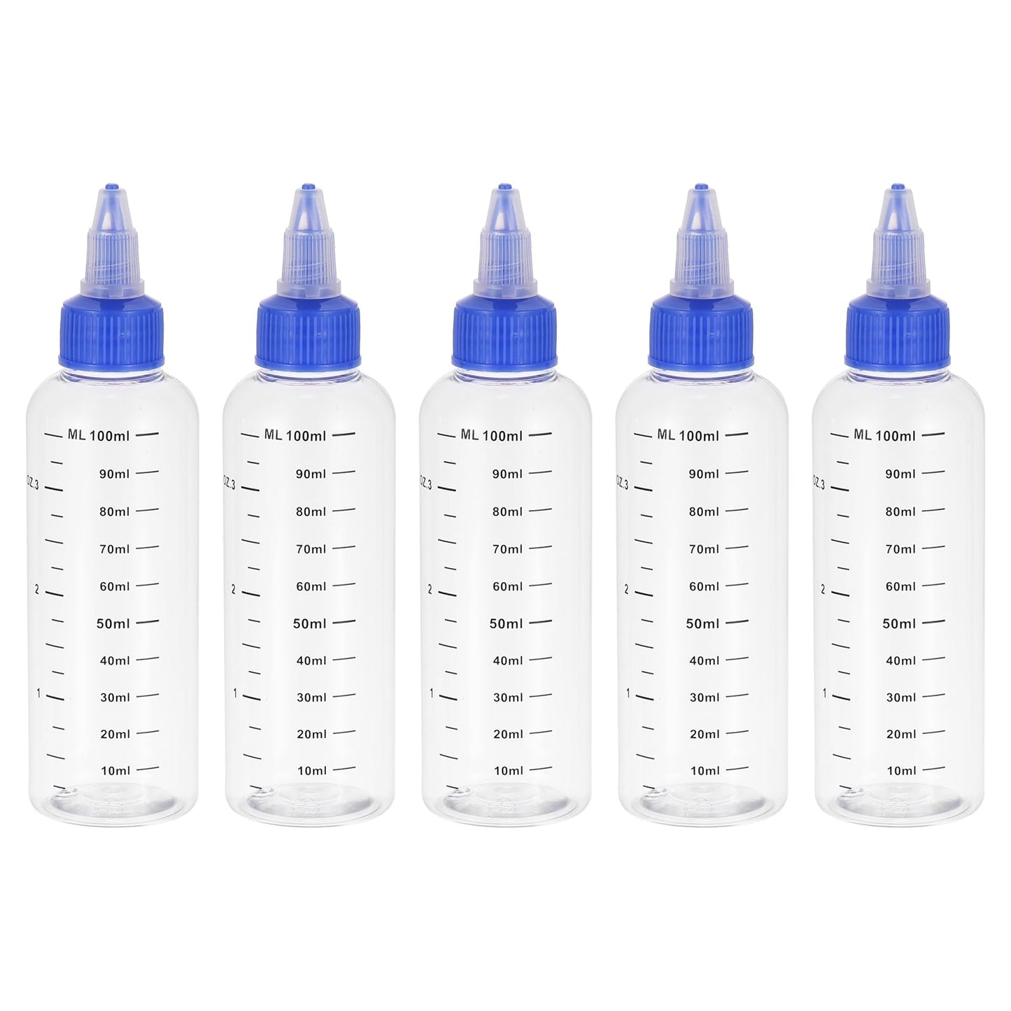 PATIKIL 1oz(30ml) Plastic Dispensing Bottle, 5Pcs Squeeze Graduated Empty Bottles with Black Twist Cap for Liquids, Inks, Oils, Sauces, Arts and Crafts, Transparent