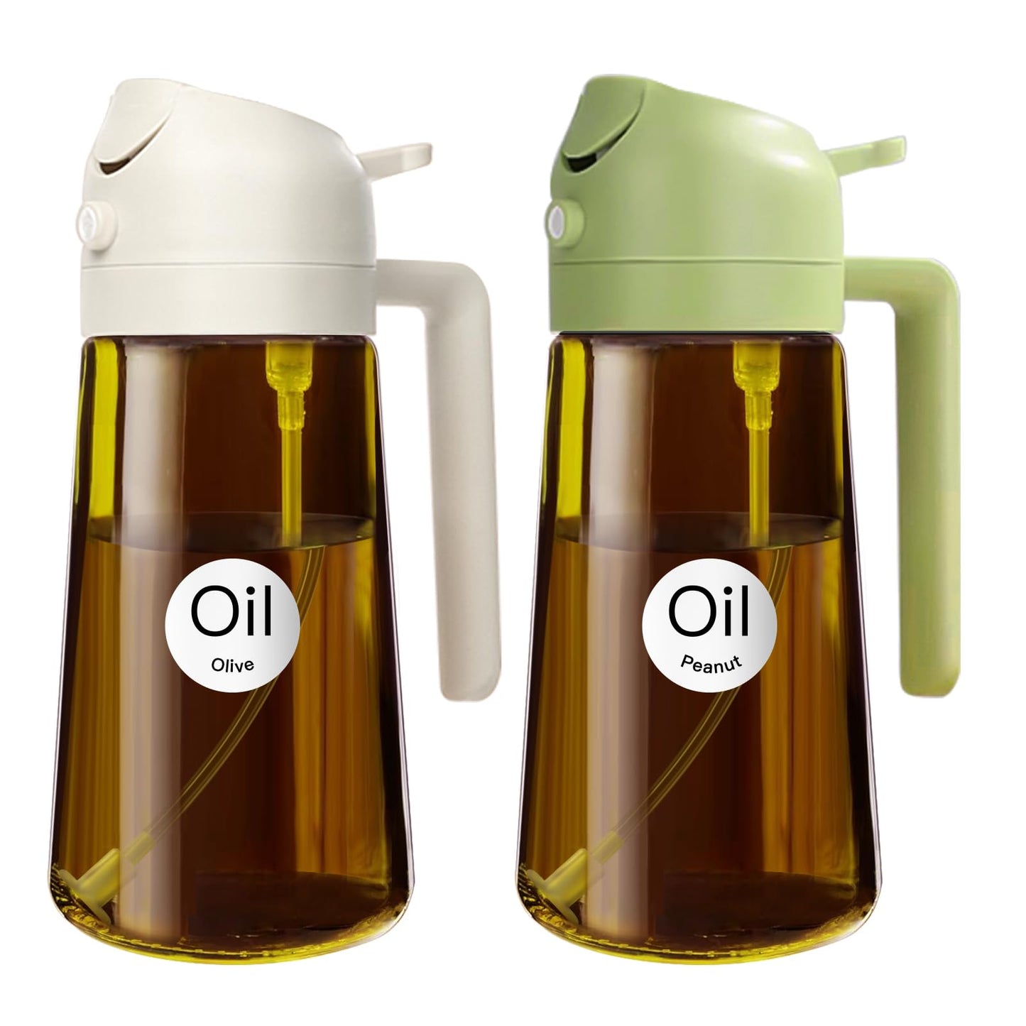 YARRAMATE 16oz/470ml Light Blocking Oil Sprayer for Cooking (Black) | Food-Grade 2 in 1 Olive Oil Dispenser Bottle for Kitchen, Premium Dark Amber Glass Oil Bottle for Air Fryer, BBQ
