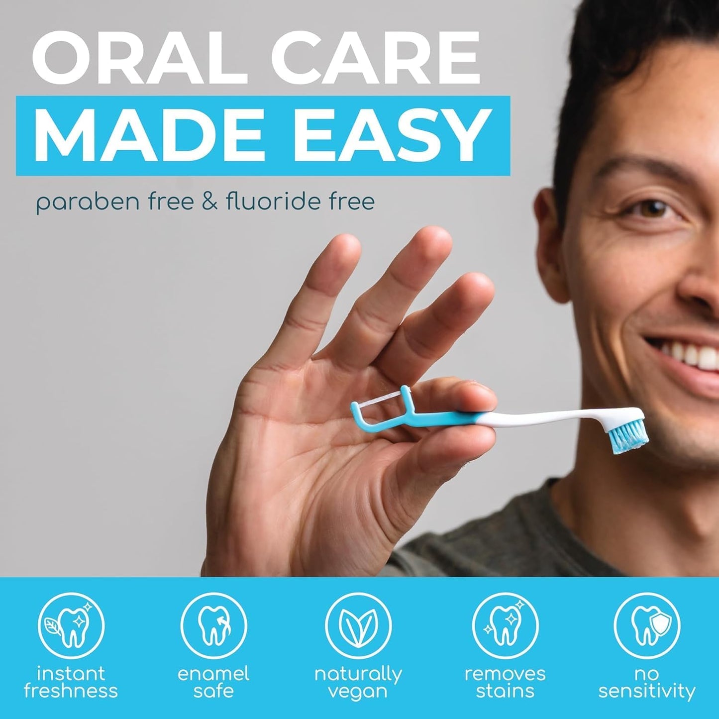 Brushee Disposable Travel Toothbrush, Fresh Mint Prepasted 4-in-1, 24-Pack | Built-In Paste, Brush, Floss & Pick; Soft Bristles, Individually Wrapped; Great for Braces & Aligners; Choking Hazard Under 3