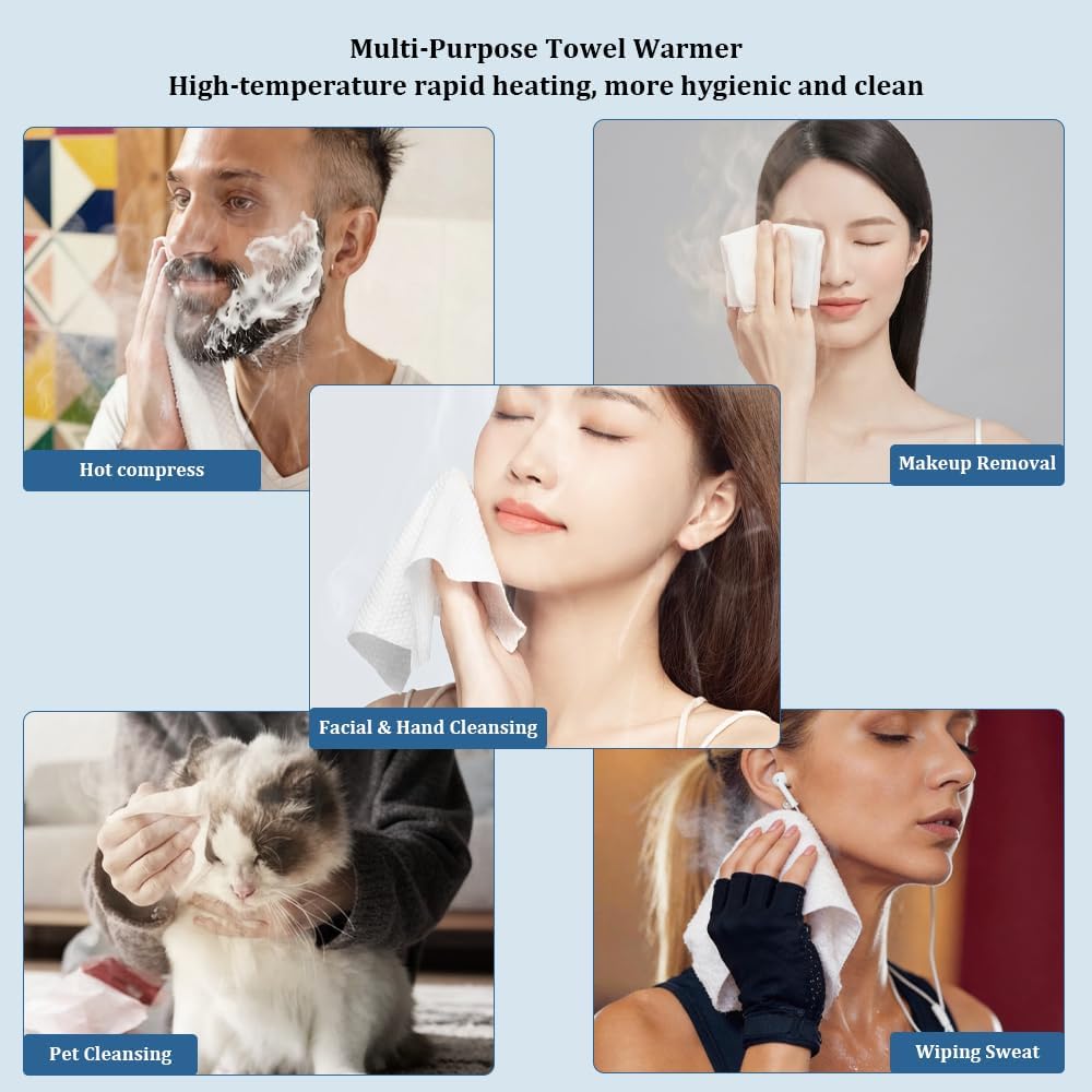 Towel Refills for Hot Face Towel Heater Machine, 60 Pcs Disposable Compressed Face Towels for Smart Towel Warmer, 3 Buckets, 20 Pcs Per Bucket