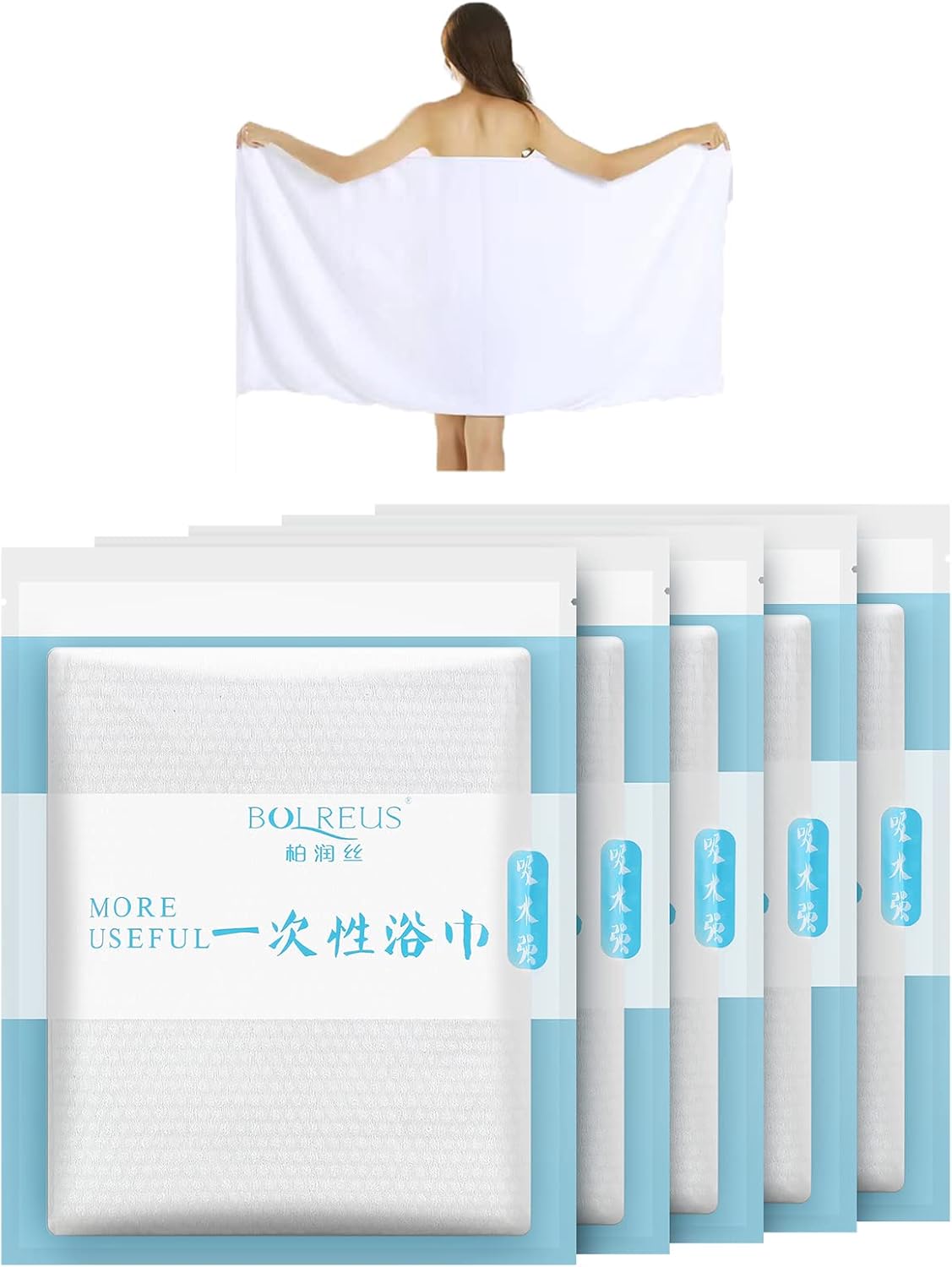 Large Compressed Bath Towels for Travel, Individually Wrapped Disposable Body Towels, Extra Thick Cotton Blend Portable Towel Tablets for Hotel, Camping, Gym, Sauna, Hiking– Reusable,No Lint