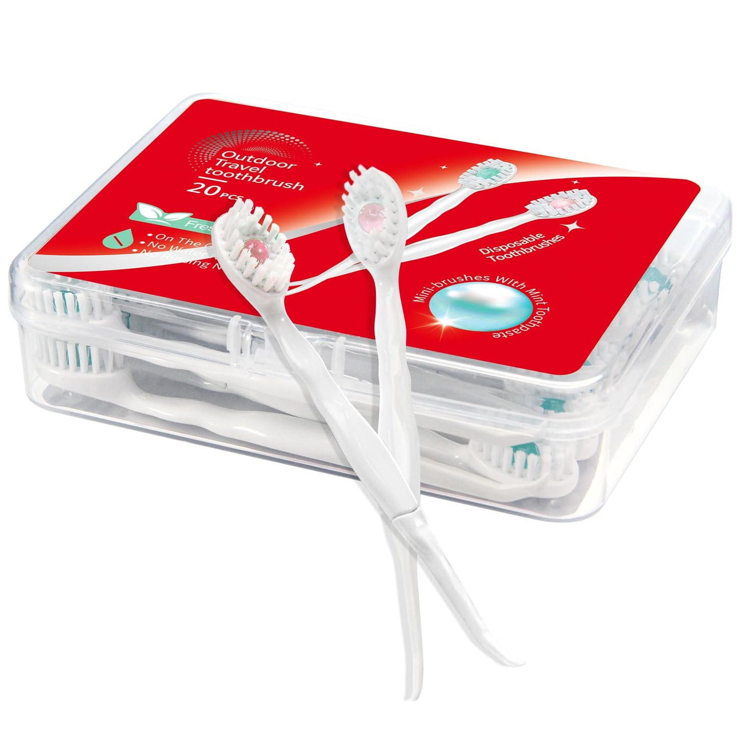 Mini Disposable Toothbrushes with Toothpaste and Toothpick, Tongue Cleaners, Reduce Bad Breath, Tongue Scraper, Prepasted Toothbrush, Pick for Work or Travel (Mint, 20pcs)