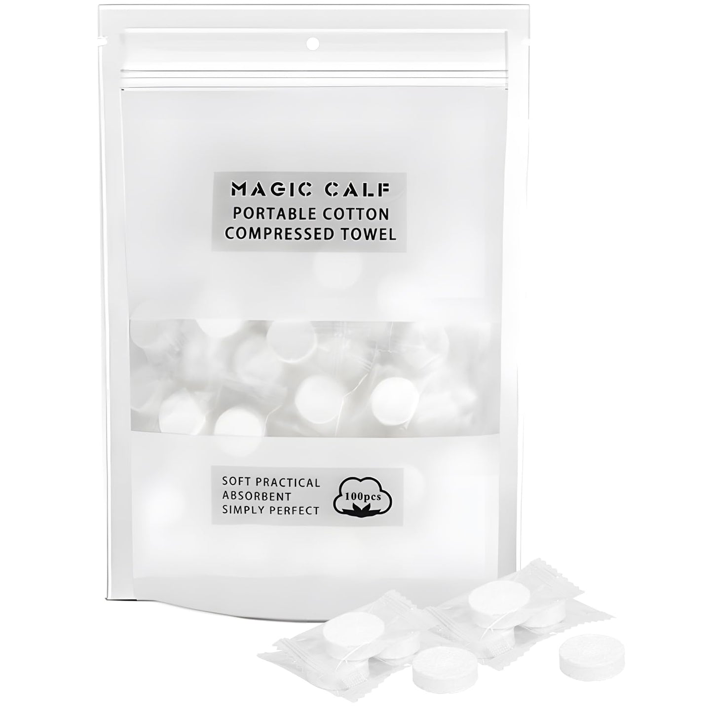 Classycoo Compressed Towels Tablets - Face Towels Disposable, Mini 100 Pack | Soft Individually Wrapped, Cotton, Expands in Seconds, Candy-Shaped, NO-Odor, Facial Washcloths Cleaning/Travel/Camping, Pink