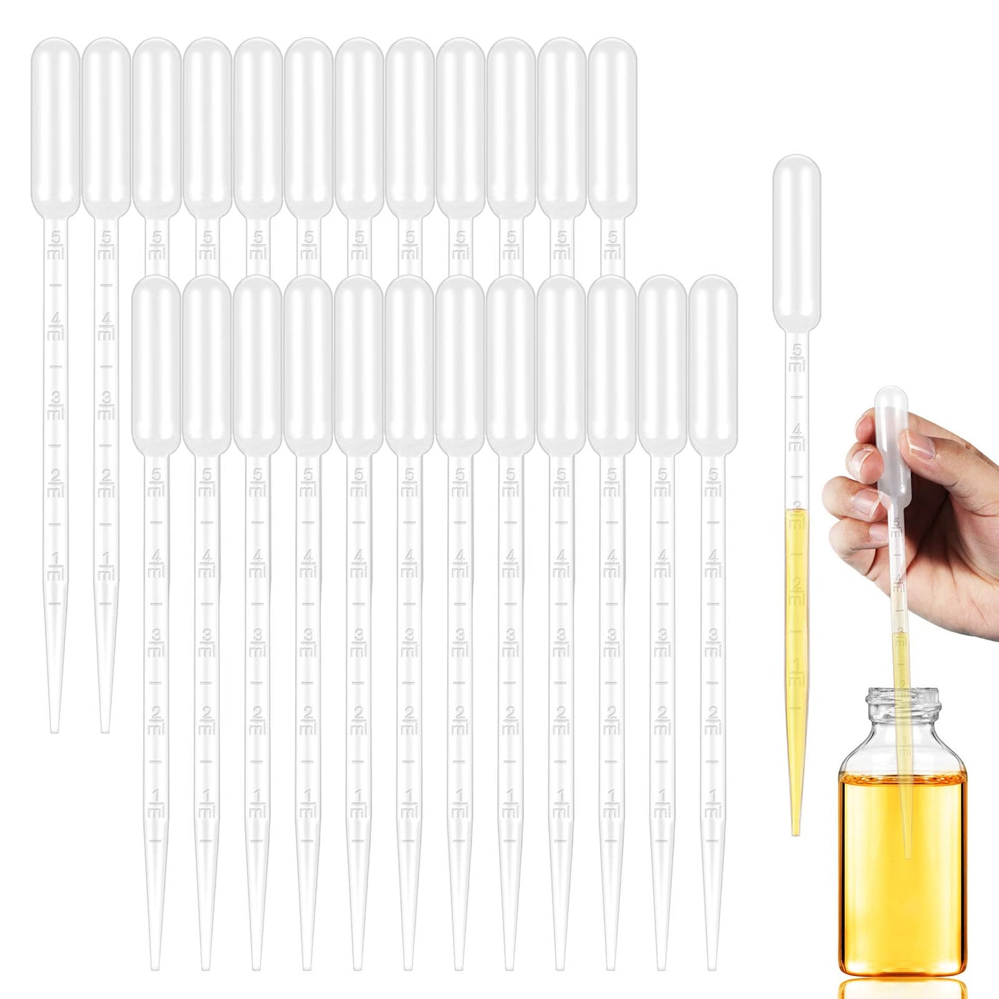 moveland 25PCS 3ML Plastic Dropper Pipettes for Essential Oils, Home Use | Calibrated Clear Scale, Soft & Flexible, Food-Grade Plastic, Disposable, No Cross-Contamination for Science Class, Lab, DIY