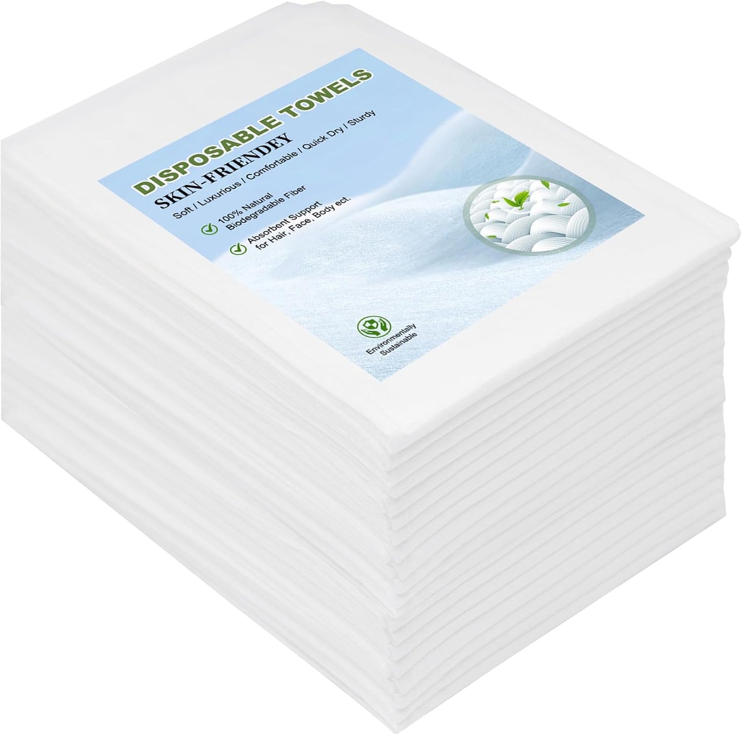 Disposable Towels 50 Count, 32"x16" Ultra Absorbent & Soft Disposable Body Towels, Single-Use Cleaning Towels, Suitable for Home, Salon, Travel, Comping, Gym, Pet, Bulk Towel
