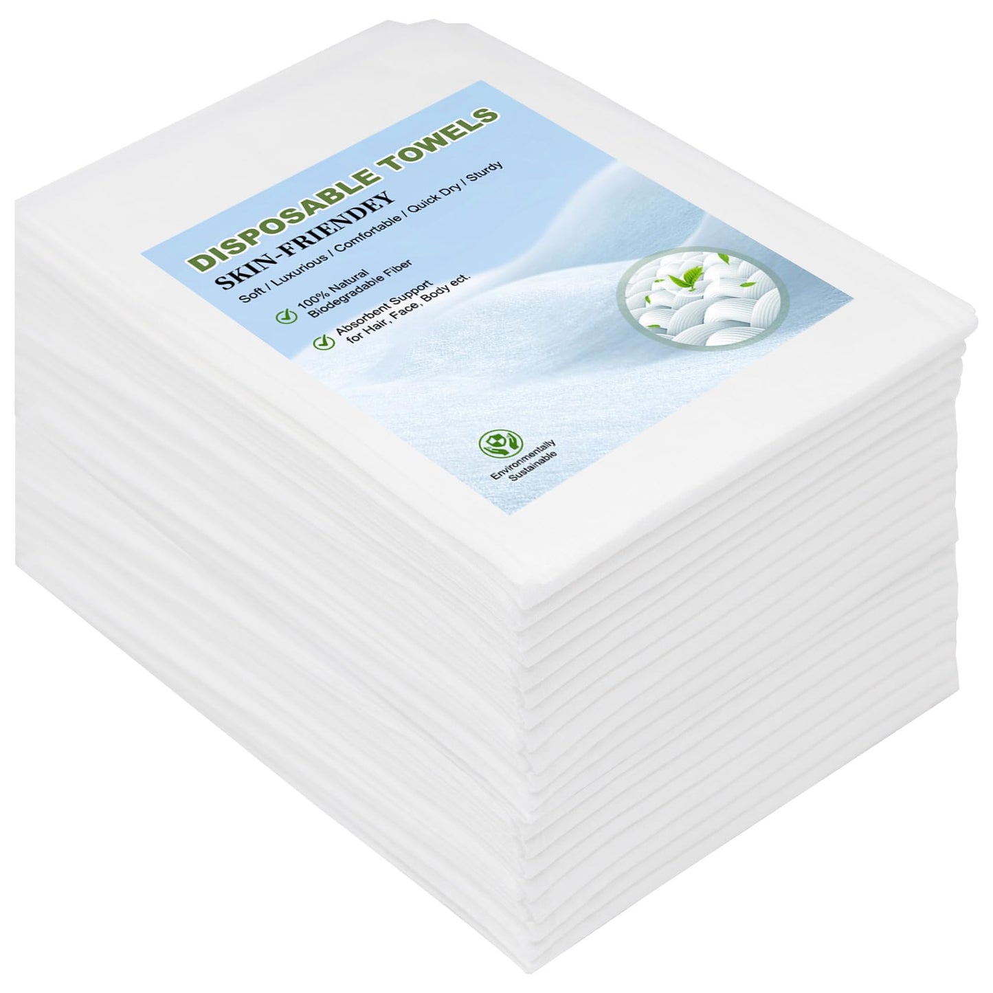 Disposable Towels 50 Count, 32"x16" Ultra Absorbent & Soft Disposable Body Towels, Single-Use Cleaning Towels, Suitable for Home, Salon, Travel, Comping, Gym, Pet, Bulk Towel