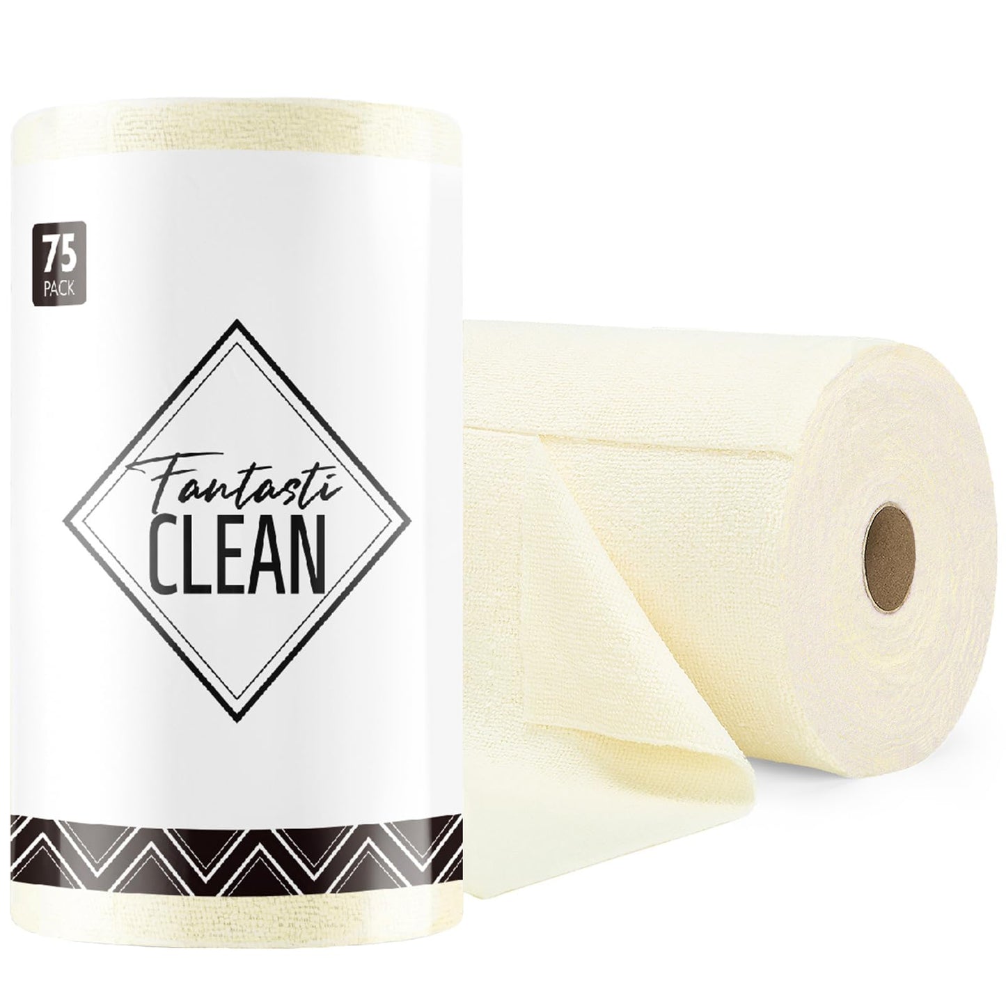 Fantasticlean Microfiber Cleaning Cloth Roll -75 Pack, 12" x 12" (Pink) | Super Absorbent, Lint-free, Tear-away Microfiber Towel Roll, for All-Purpose Cleaning, Reusable Alternative to Paper Towels