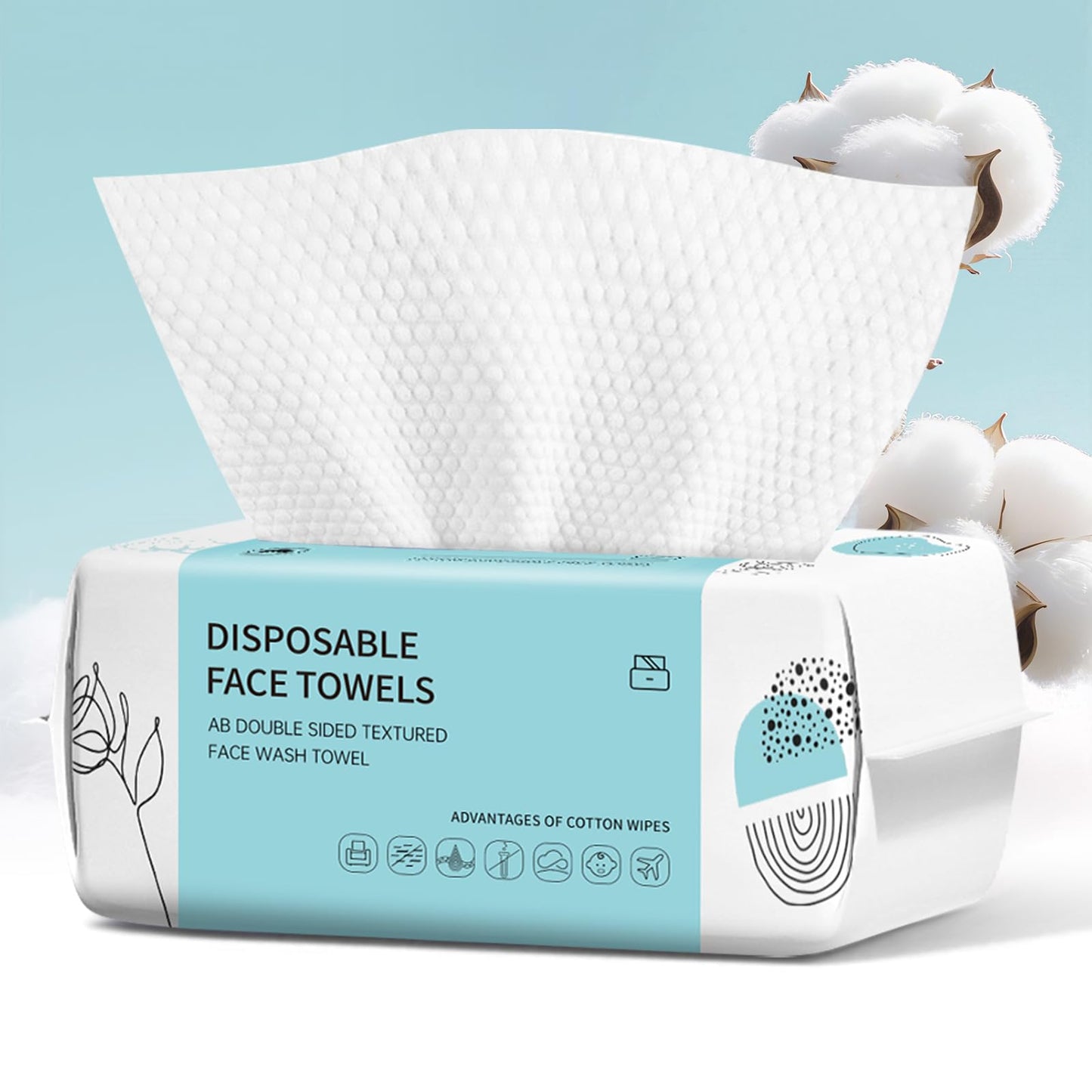 Face Towels, Disposable Face Towel 100 Count, Makeup Remover Dry Wipes, Soft Cotton Dry Wipes Facial Cloths Towelettes for Washing and Drying, Facial Tissue for Cleansing, Skincare