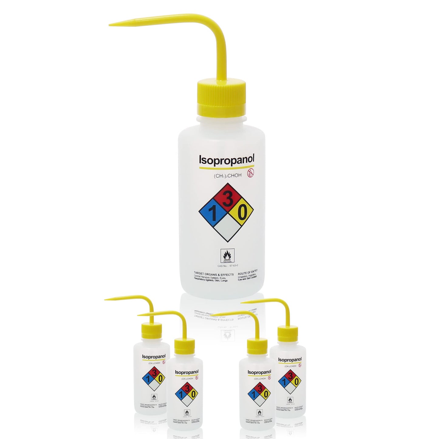4pcs of Isopropanol Wash Bottles, Vol.500ml (17oz), Narrow Mouth, Self-Venting Safety Wash Bottles, LDPE Material, IN-WBI500