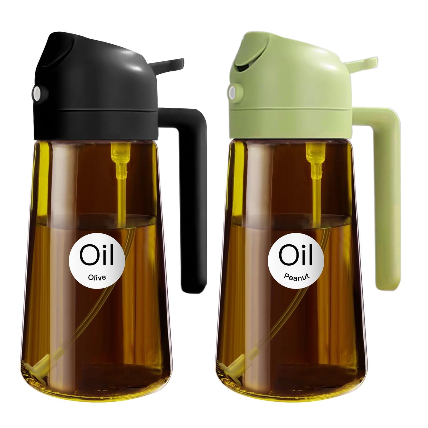 YARRAMATE 16oz/470ml Light Blocking Oil Sprayer for Cooking (Black) | Food-Grade 2 in 1 Olive Oil Dispenser Bottle for Kitchen, Premium Dark Amber Glass Oil Bottle for Air Fryer, BBQ