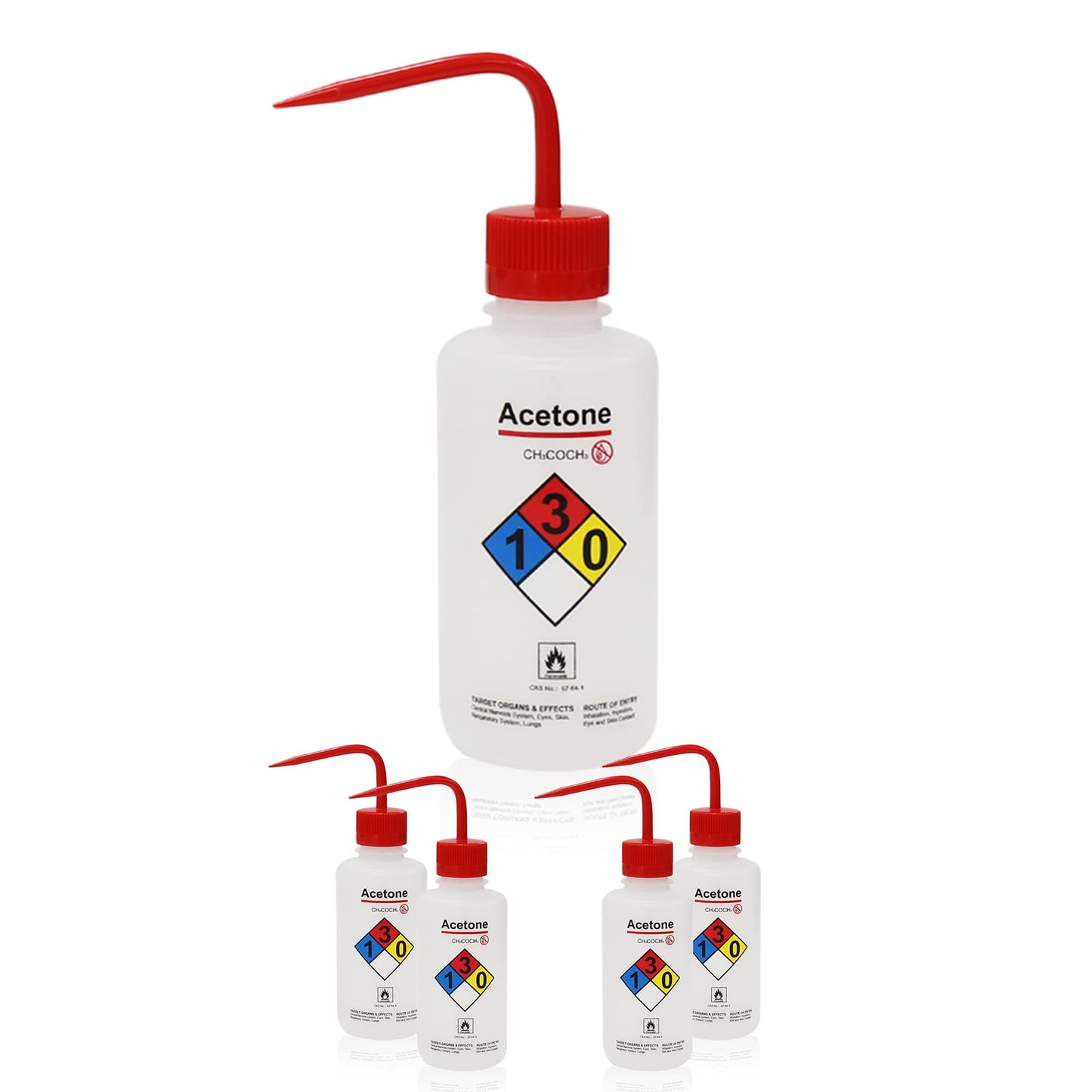 4pcs of Isopropanol Wash Bottles, Vol.500ml (17oz), Narrow Mouth, Self-Venting Safety Wash Bottles, LDPE Material, IN-WBI500