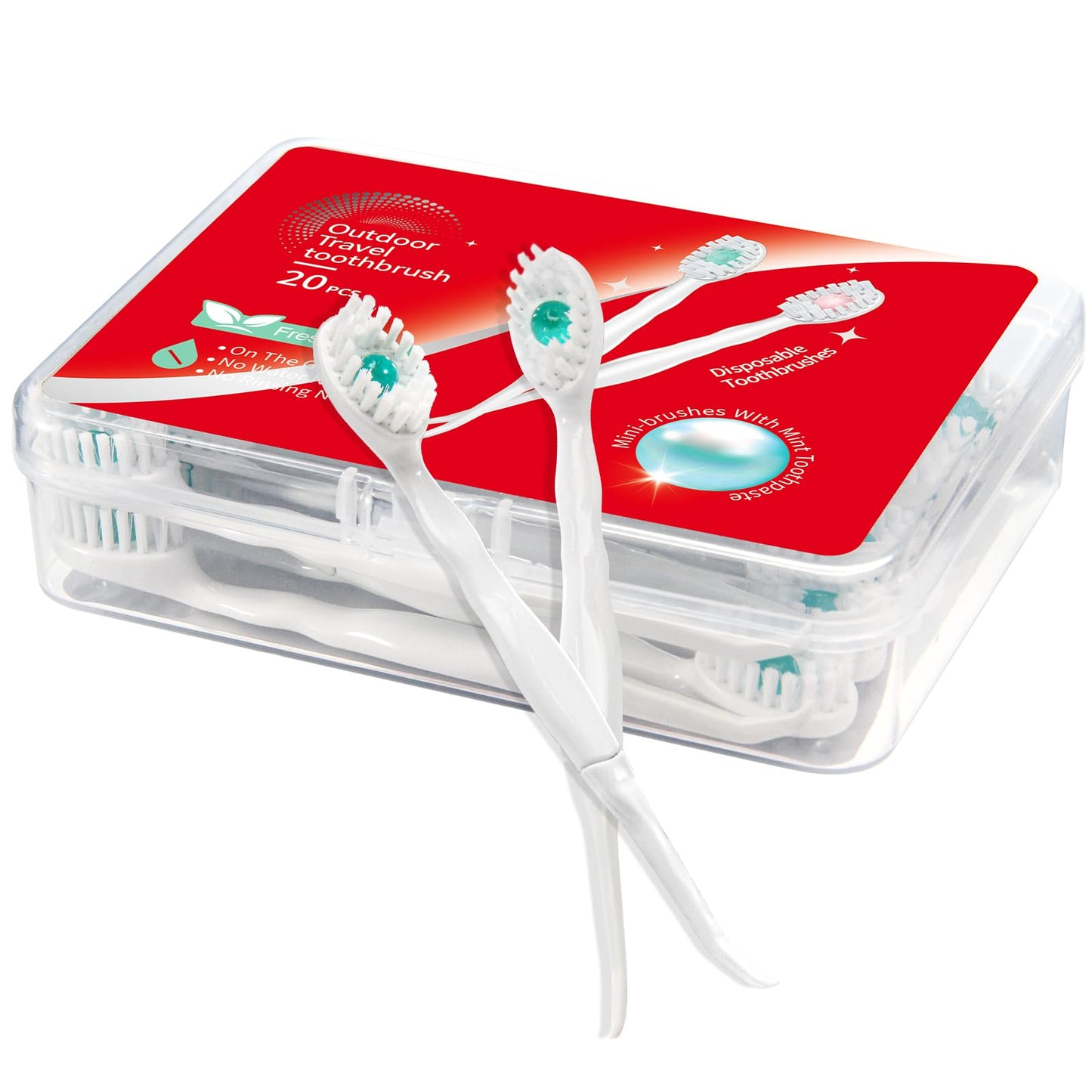 Mini Disposable Toothbrush Travel Set, Mix Flavor, 24pcs | No Rinsing with Toothpaste Toothpick Tongue Scraper Portable for Business Trip Camping Hiking Reduce Bad Breath