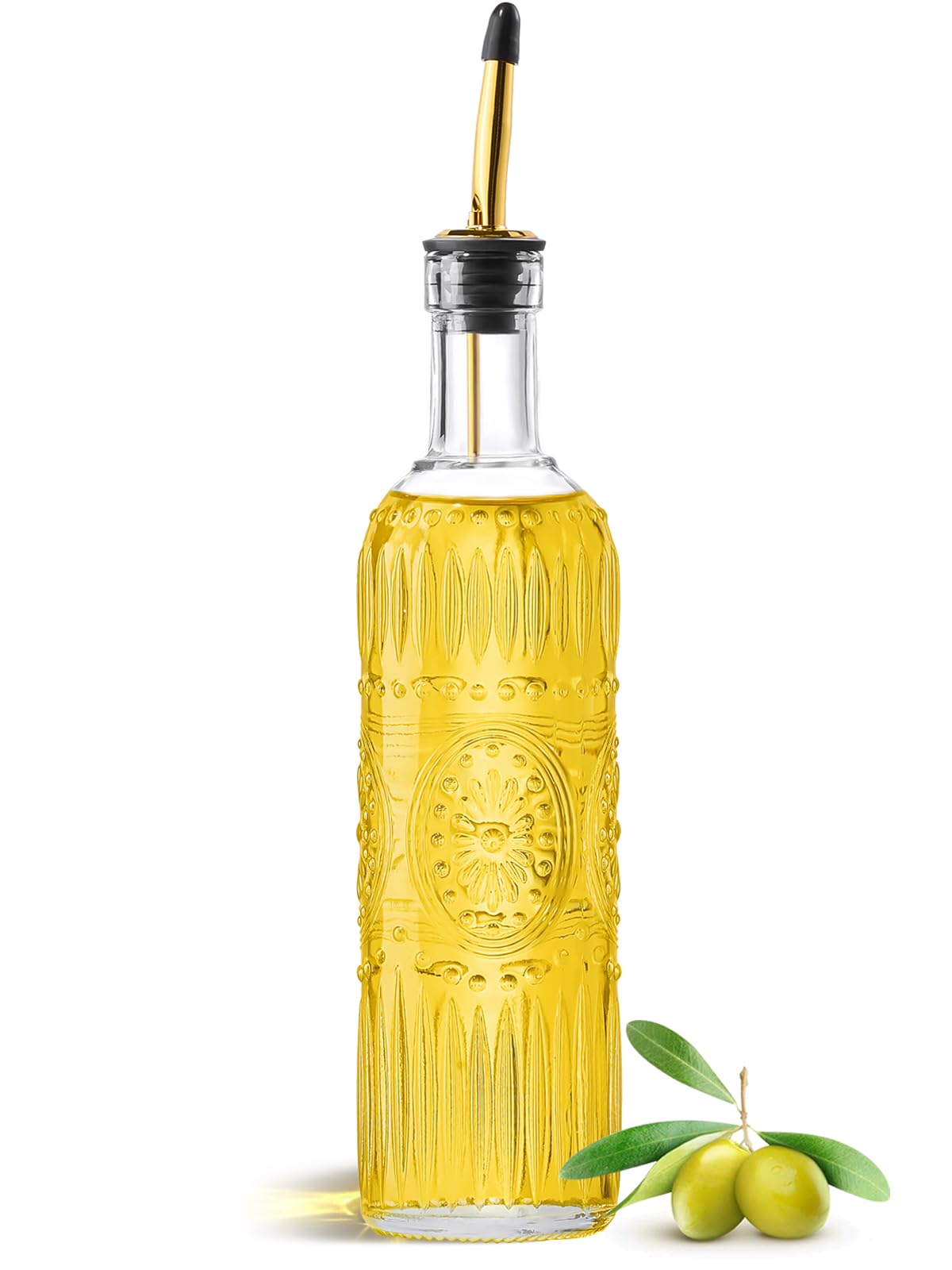 2 Pcs Olive Oil Dispenser Bottle for Kitchen,17oz Clear Glass Cooking Oil and Vinegar Dispenser Set, Coffee Syrup Dispenser with 2 Pourers and 1 Funnel (Two squares)