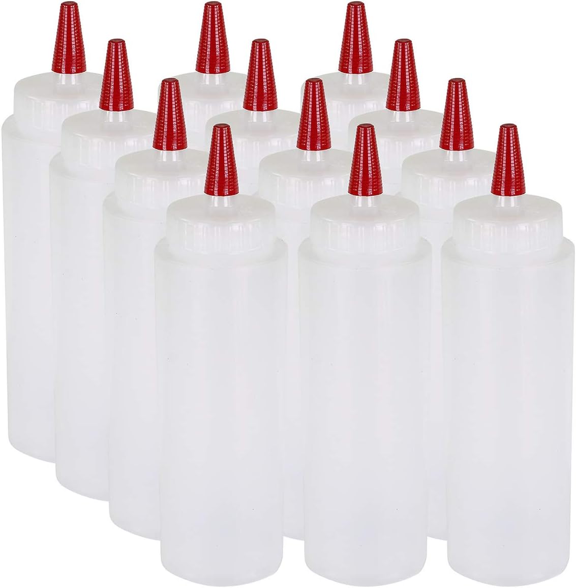 Pinnacle Mercantile Squeeze Bottles For Sauces 32 Oz Clear Wide Mouth Pack Of 6 Refillable Ketchup Bottle And Olive Oil Dispenser Bottle Set BPA Free Easy Label Ready