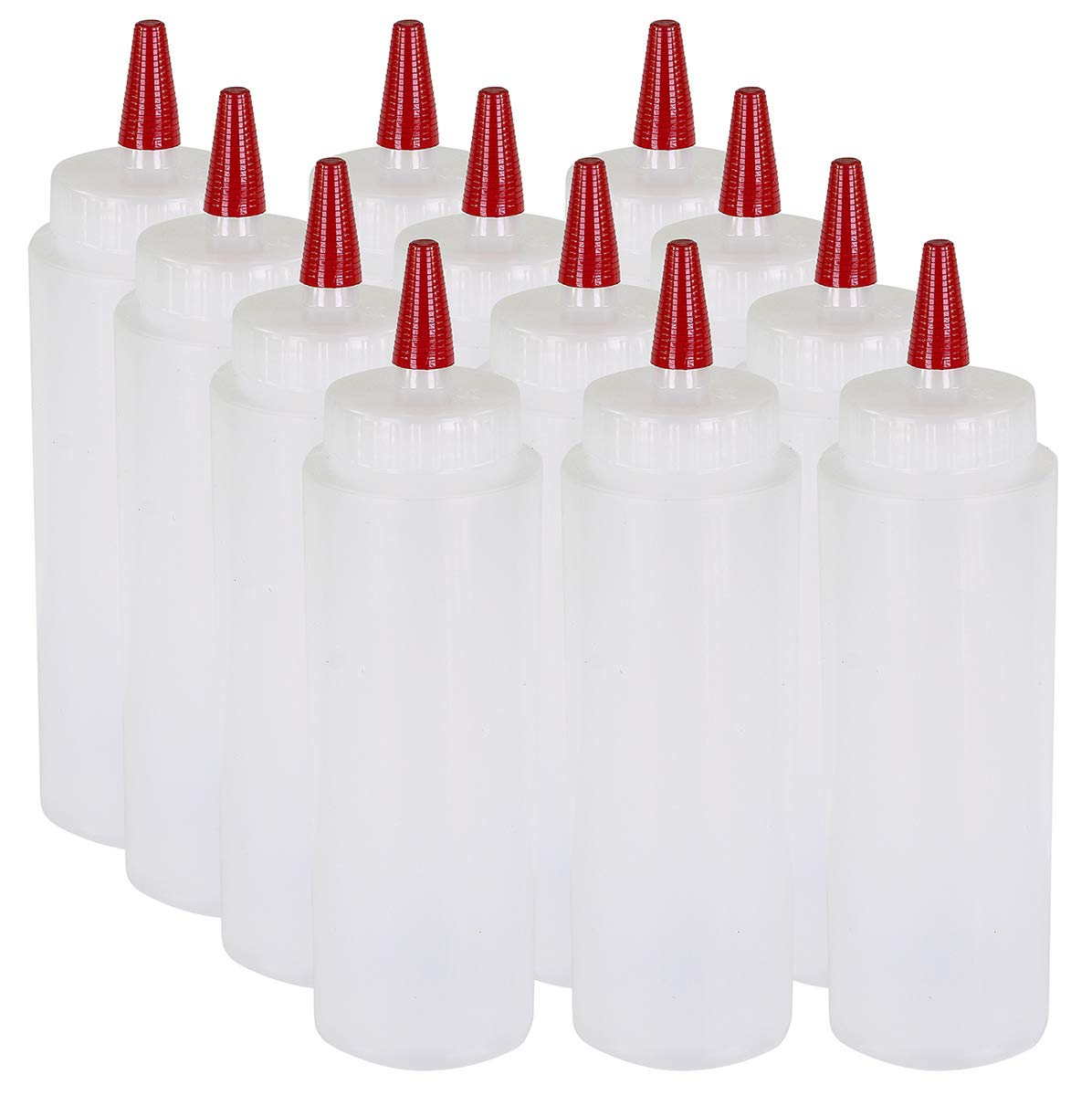 Pinnacle Mercantile Squeeze Bottles For Sauces 32 Oz Clear Wide Mouth Pack Of 6 Refillable Ketchup Bottle And Olive Oil Dispenser Bottle Set BPA Free Easy Label Ready