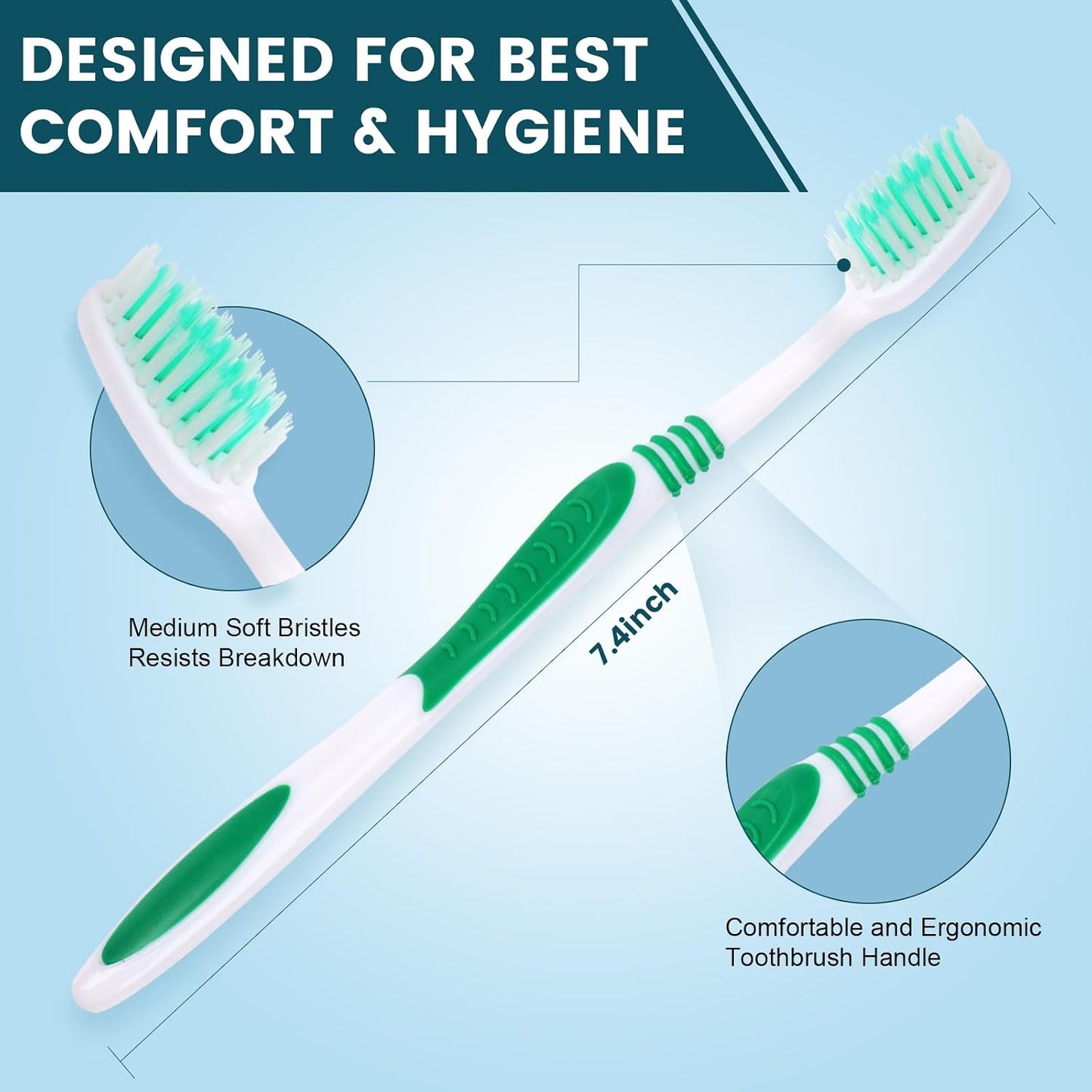 30 PCS Disposable Toothbrushes Pack, Bulk Toothbrush Individually Wrapped | Medium Soft Bristle Toothbrush, Kids Toothbrushes, Ergonomics Handle, Perfect for Travel Hotel Donation