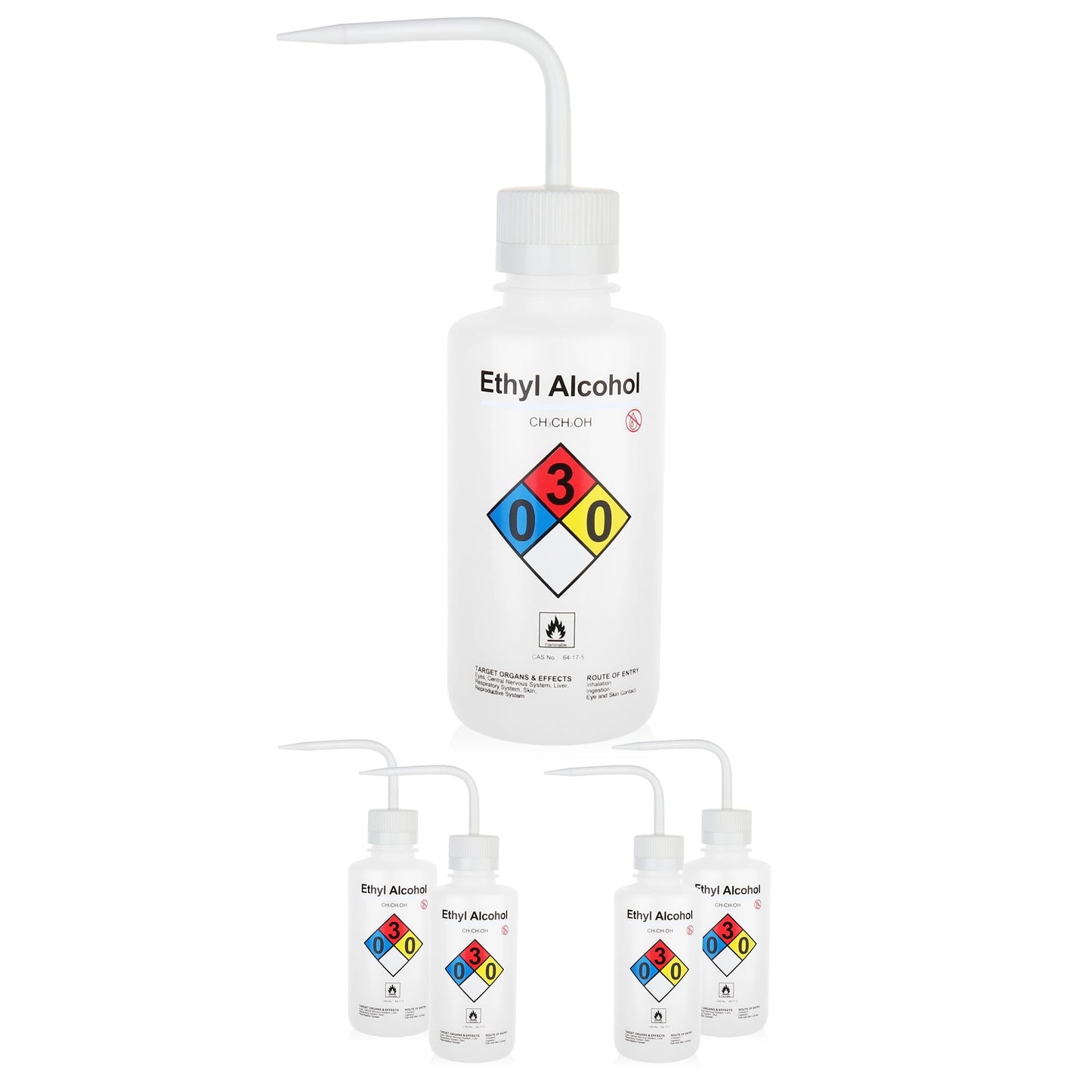 4pcs of Isopropanol Wash Bottles, Vol.500ml (17oz), Narrow Mouth, Self-Venting Safety Wash Bottles, LDPE Material, IN-WBI500