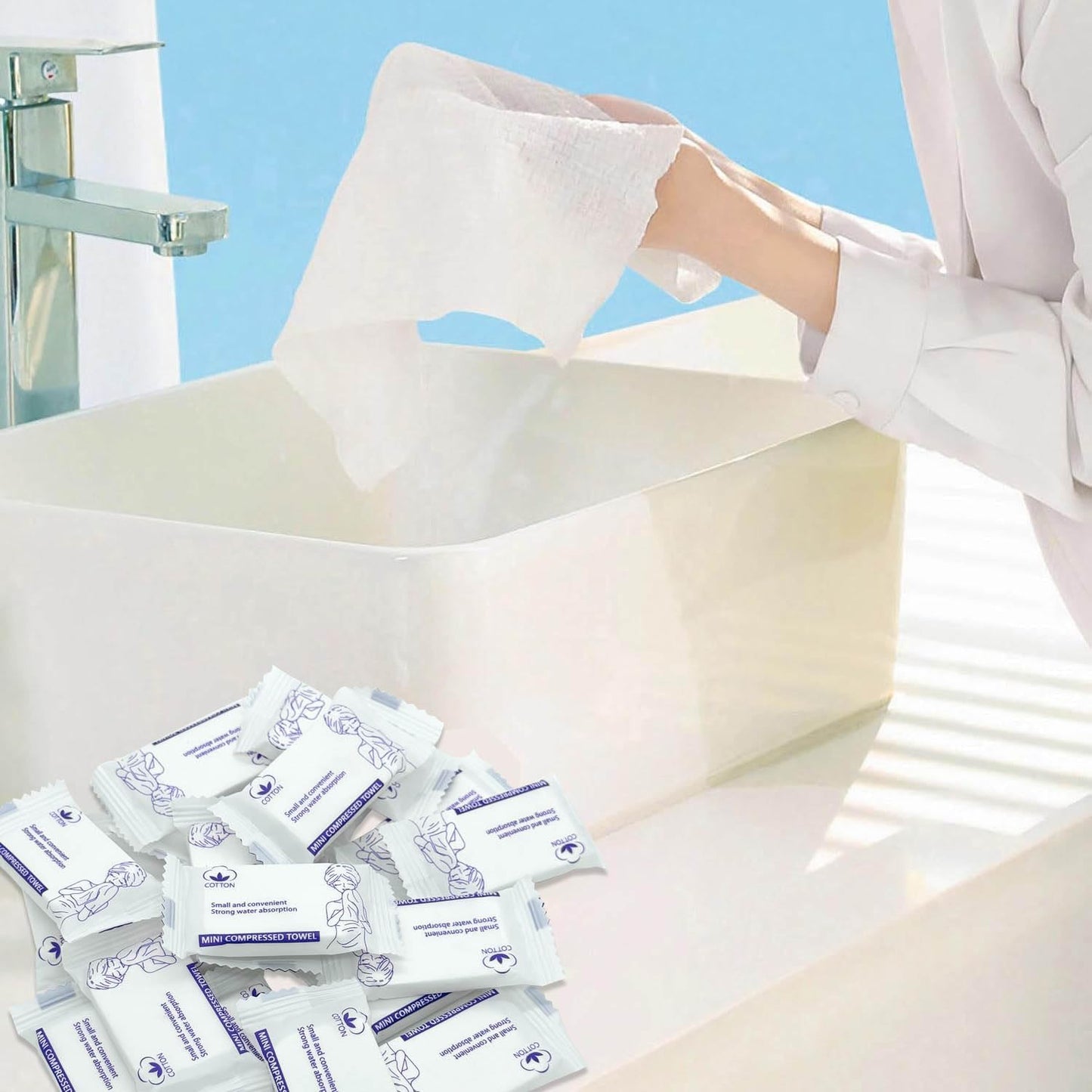 30 Pack Disposable Washcloths for Travel Compressed Towels Tablets | Portable Disposable Face Towel, Thick Reusable Travel Wash Cloth for Camping Hiking Outdoor Sports Beauty Salon Trip Hotel